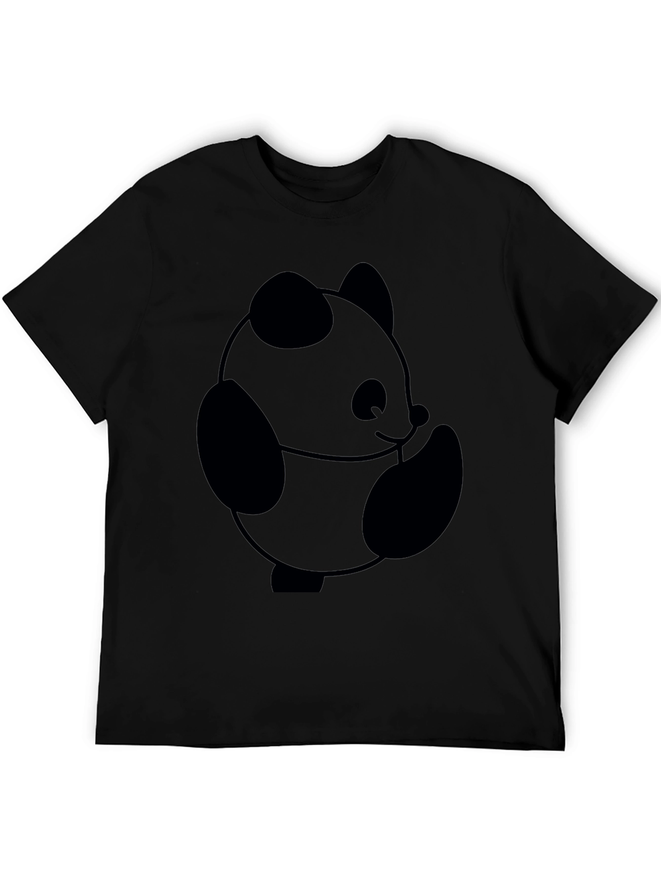 Cute Panda Graphic T-Shirt - Black Cotton Tee