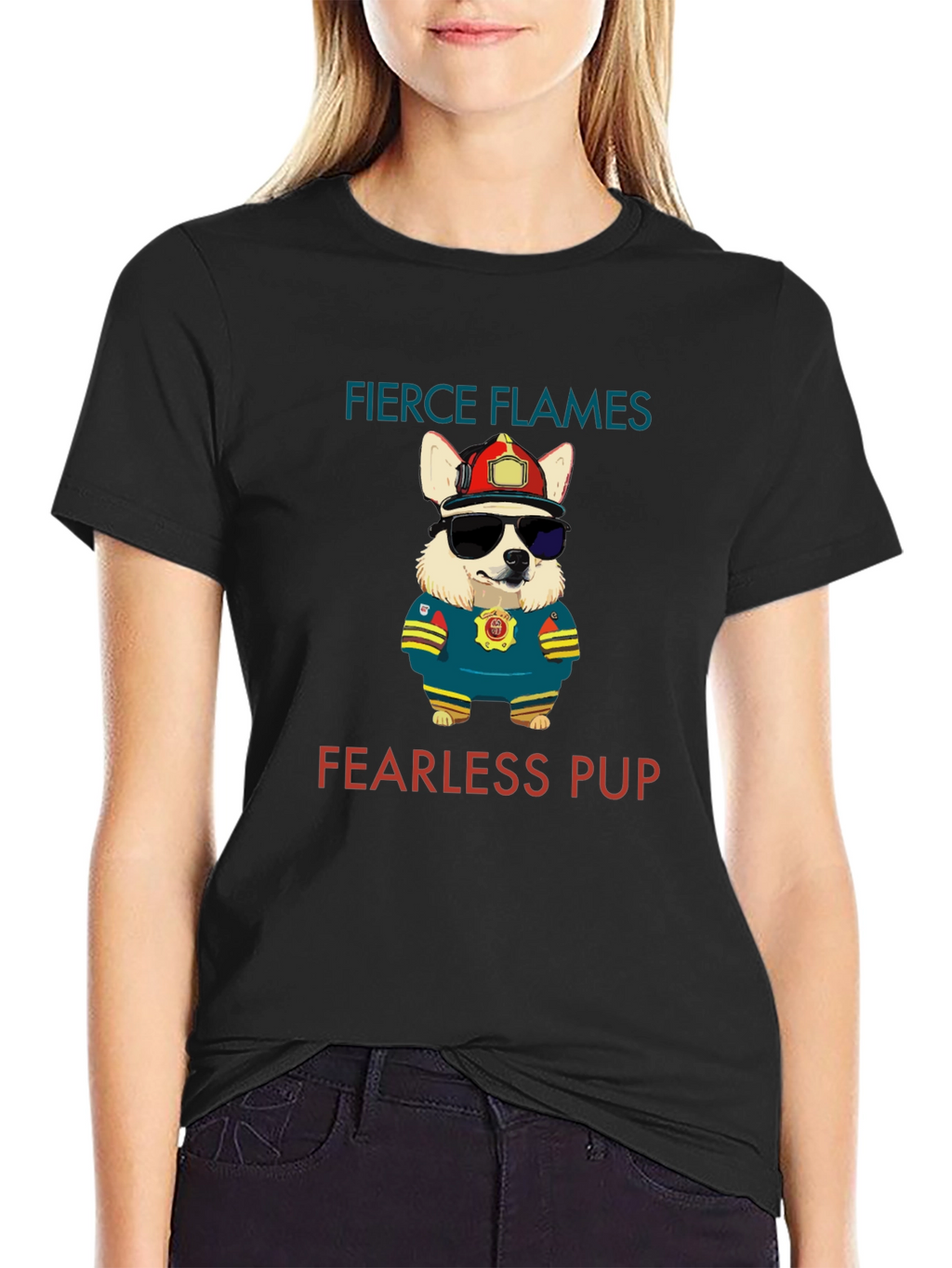 Fierce Flames Fearless Pup Graphic T-Shirt