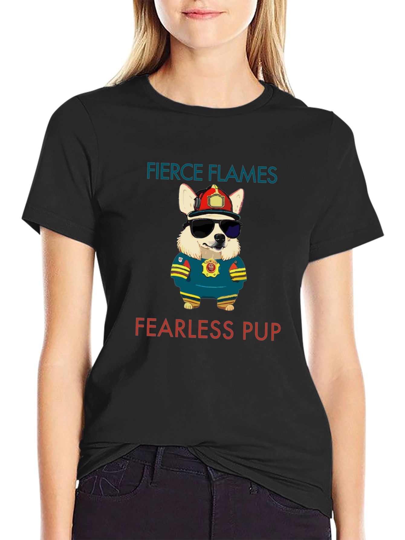 Fierce Flames Fearless Pup Graphic T-Shirt