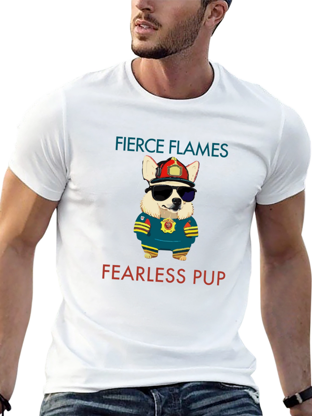 Fierce Flames Fearless Pup Graphic T-Shirt