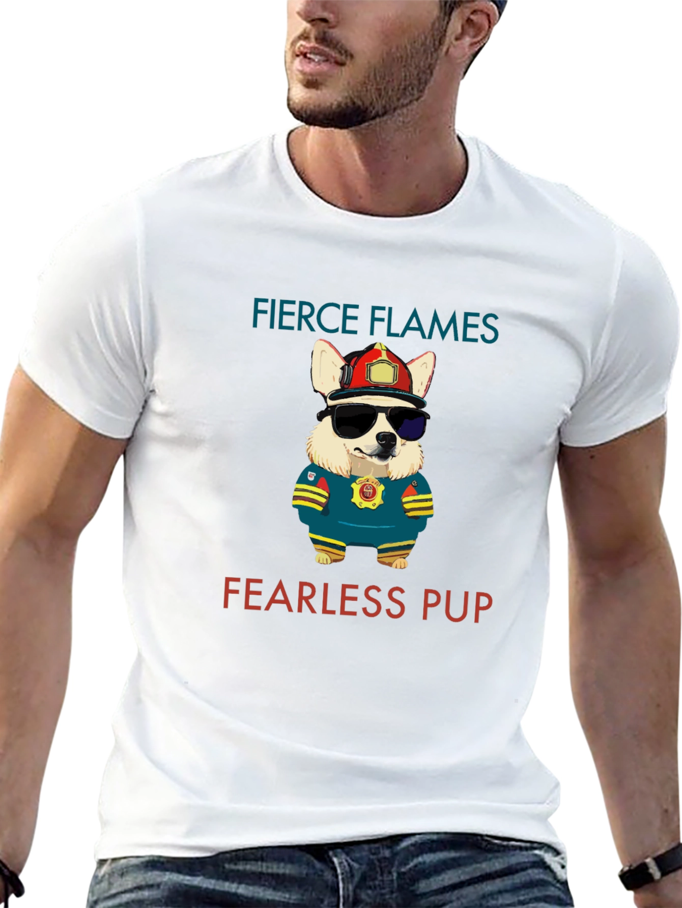 Fierce Flames Fearless Pup Graphic T-Shirt