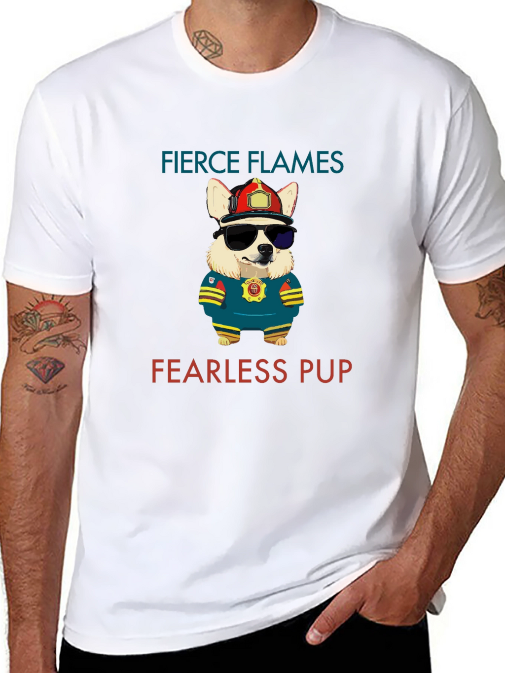 Fierce Flames Fearless Pup Graphic T-Shirt