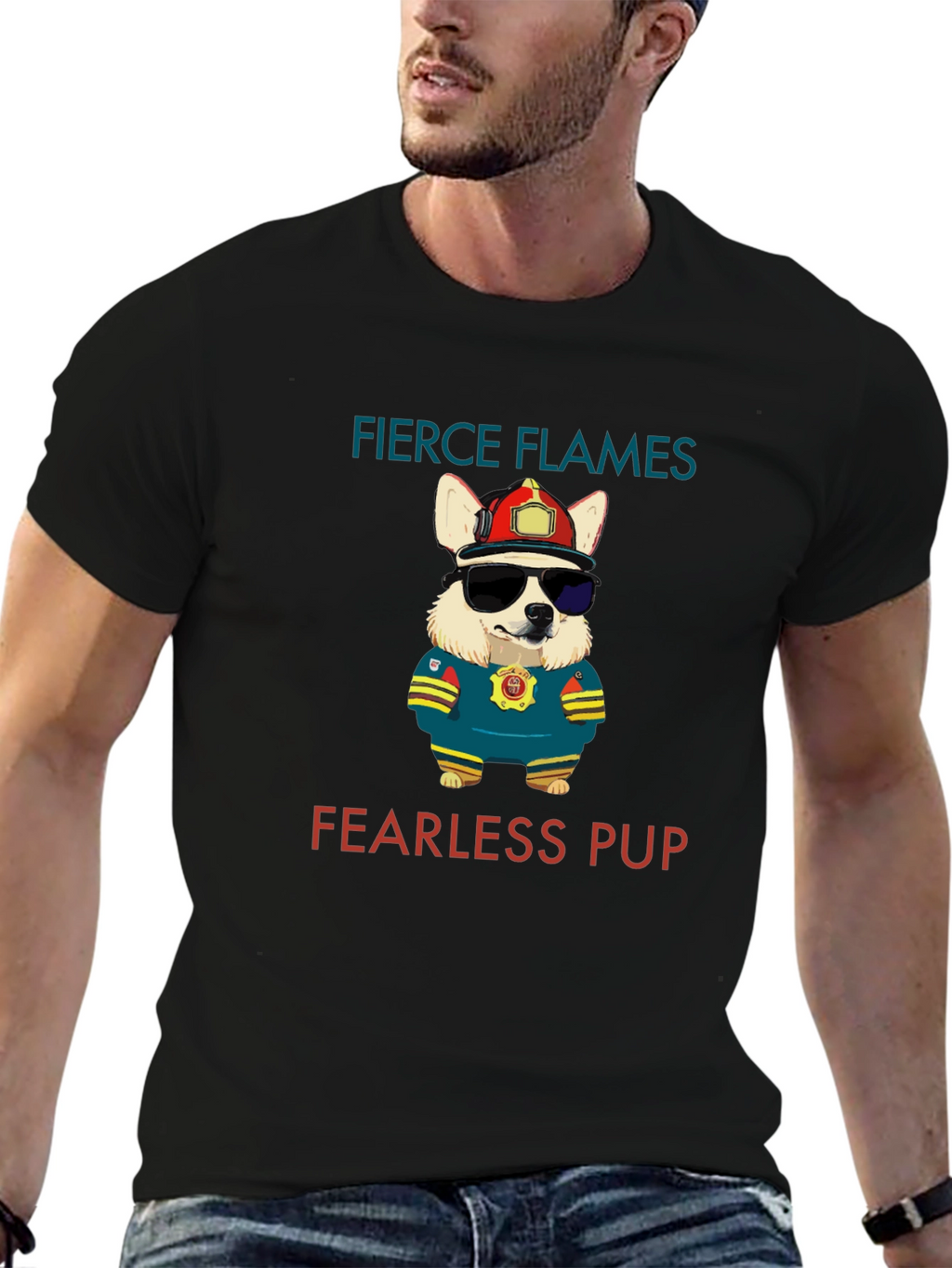 Fierce Flames Fearless Pup Graphic T-Shirt