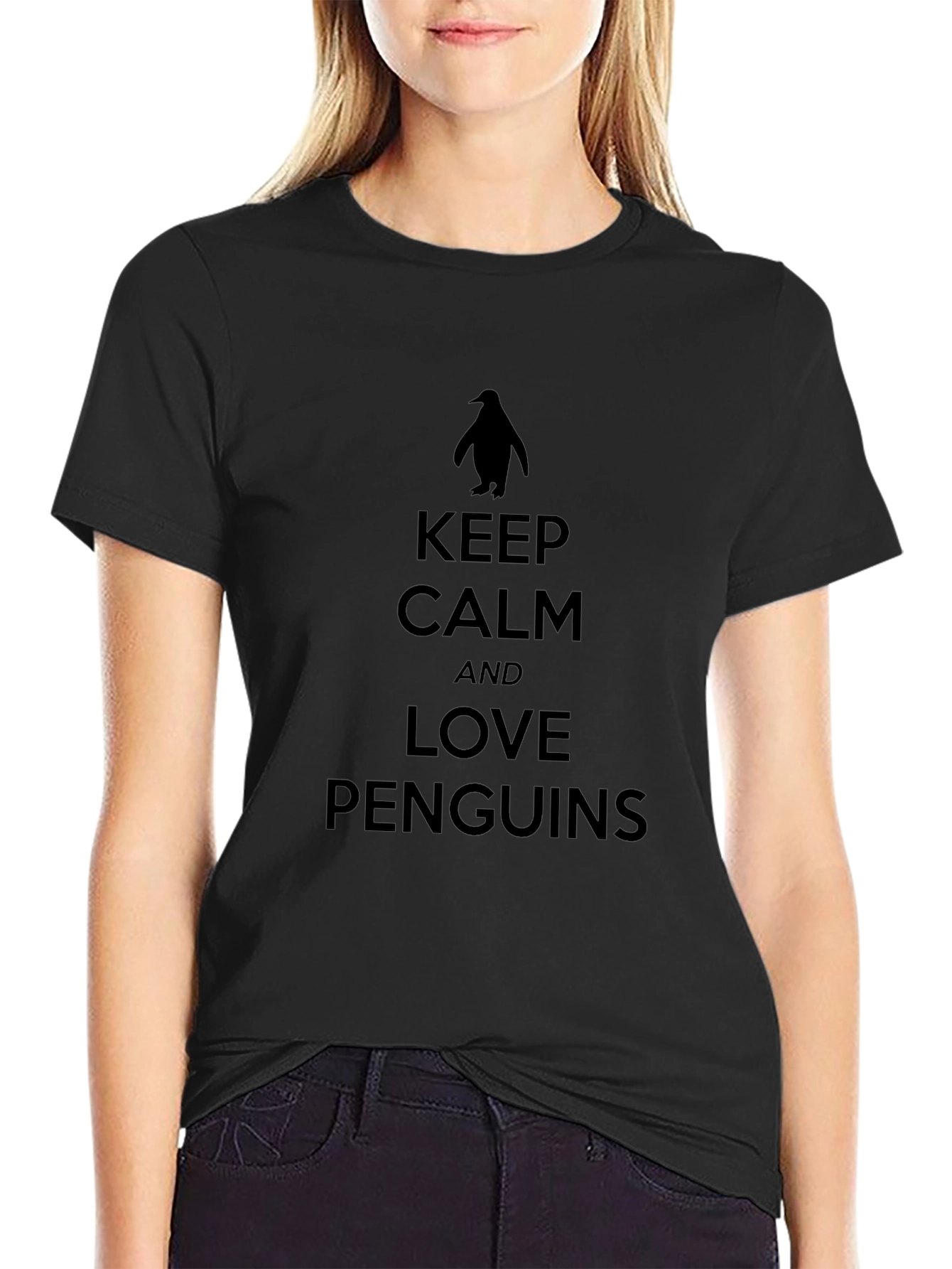 Keep Calm Love Penguins Black T-Shirt