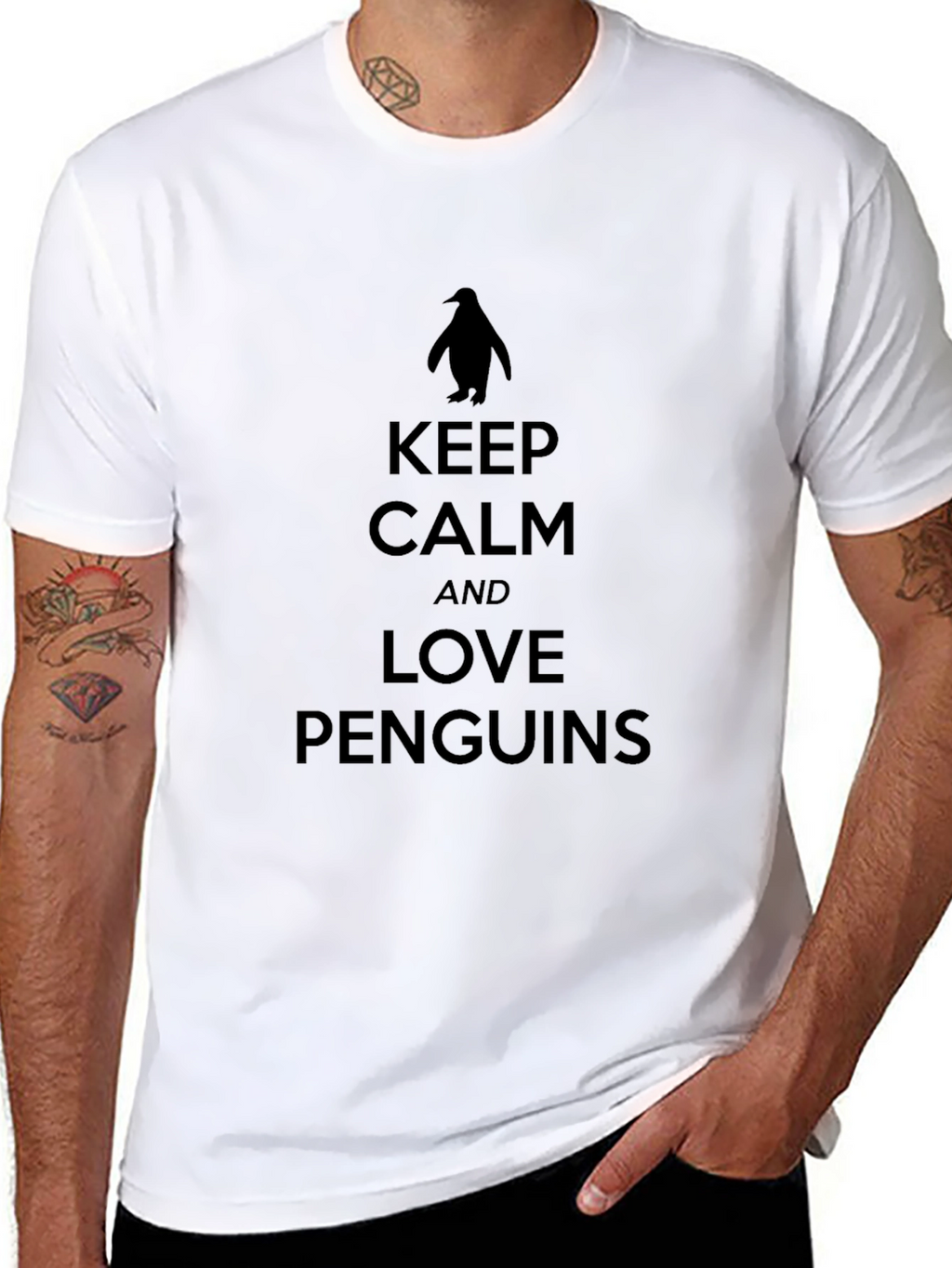Keep Calm Love Penguins Black T-Shirt