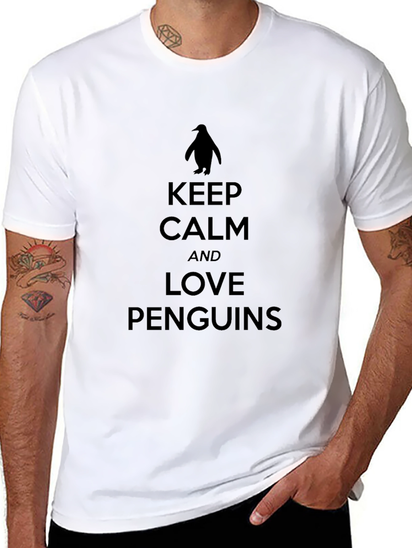 Keep Calm Love Penguins Black T-Shirt