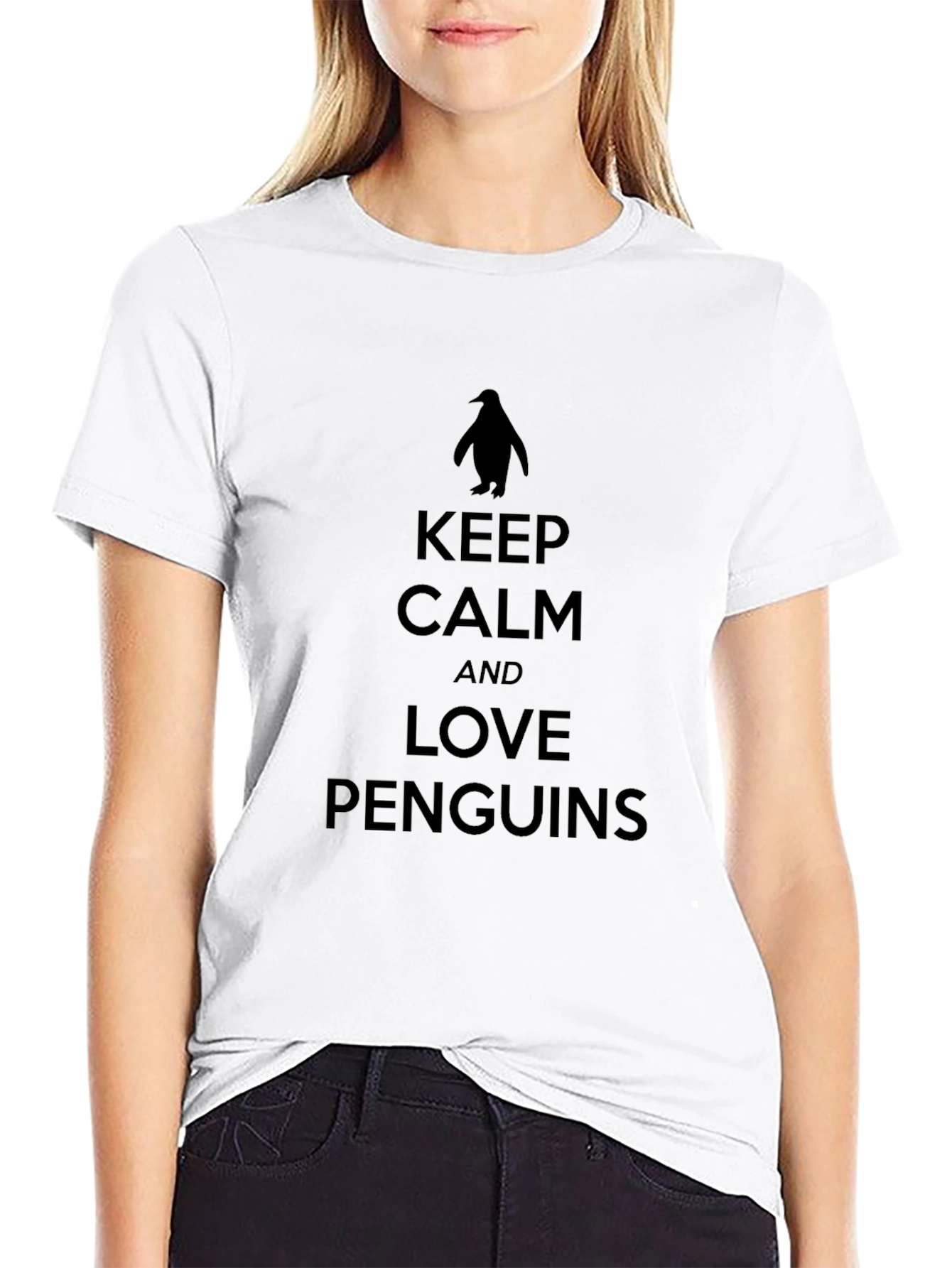 Keep Calm Love Penguins Black T-Shirt
