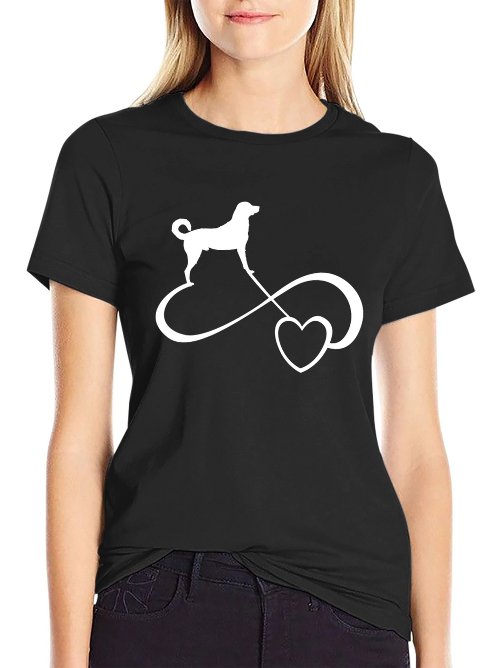 Dog Love Infinity Symbol Black T-Shirt