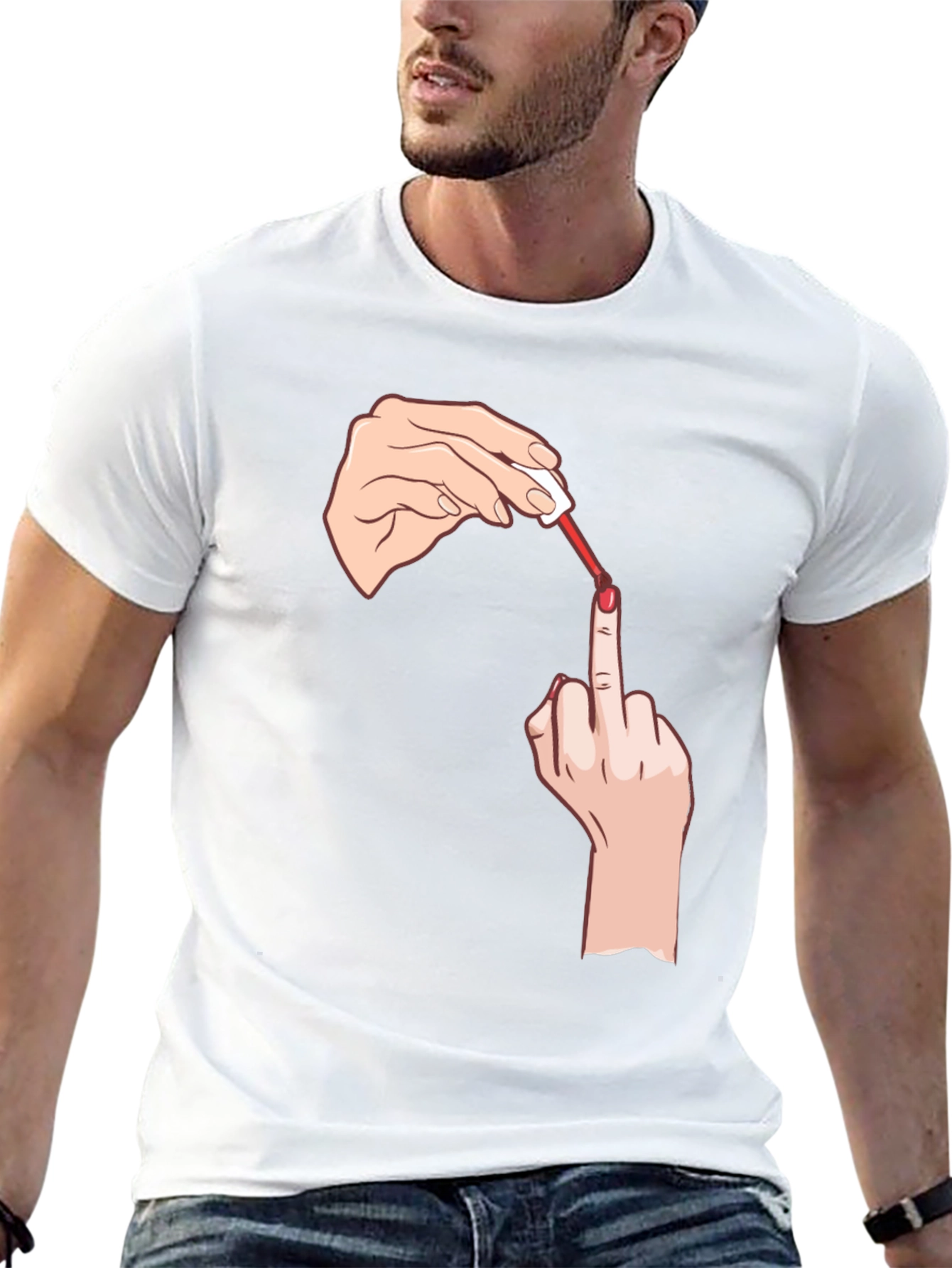 Funny Middle Finger Nail Polish Graphic Tee