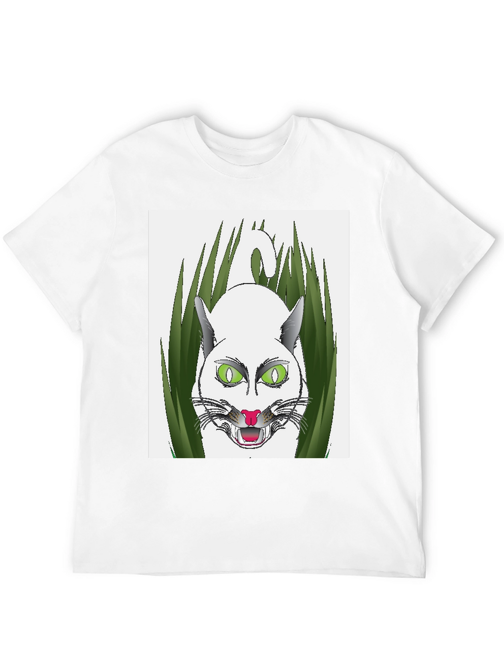 Mens Black T-Shirt with Cat Design