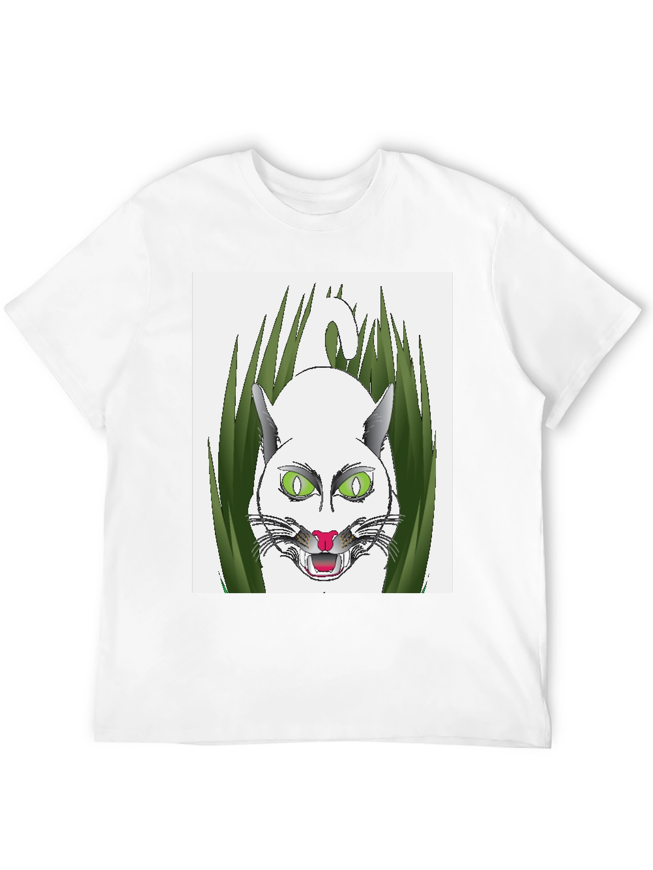 Mens Black T-Shirt with Cat Design