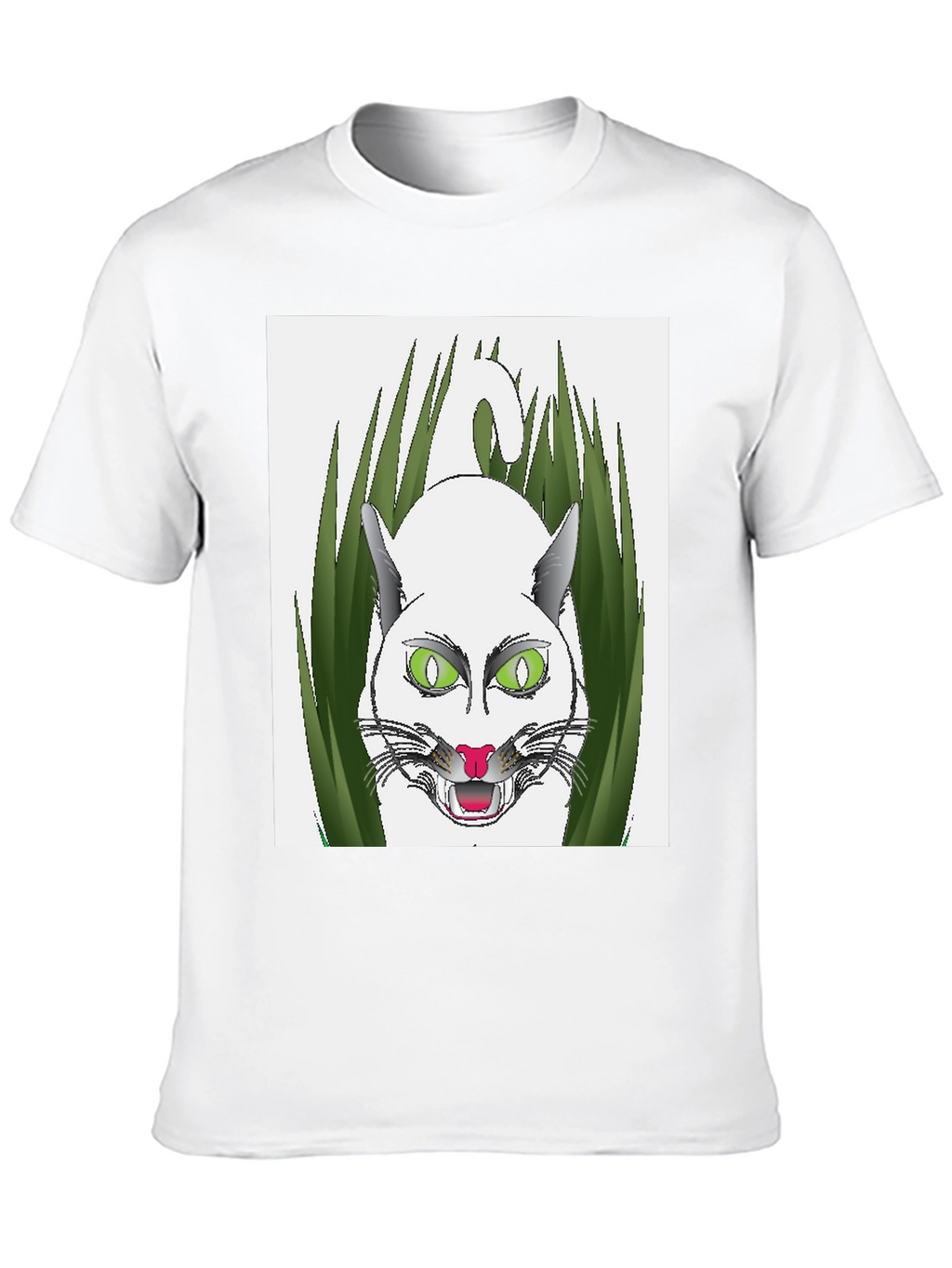 Mens Black T-Shirt with Cat Design