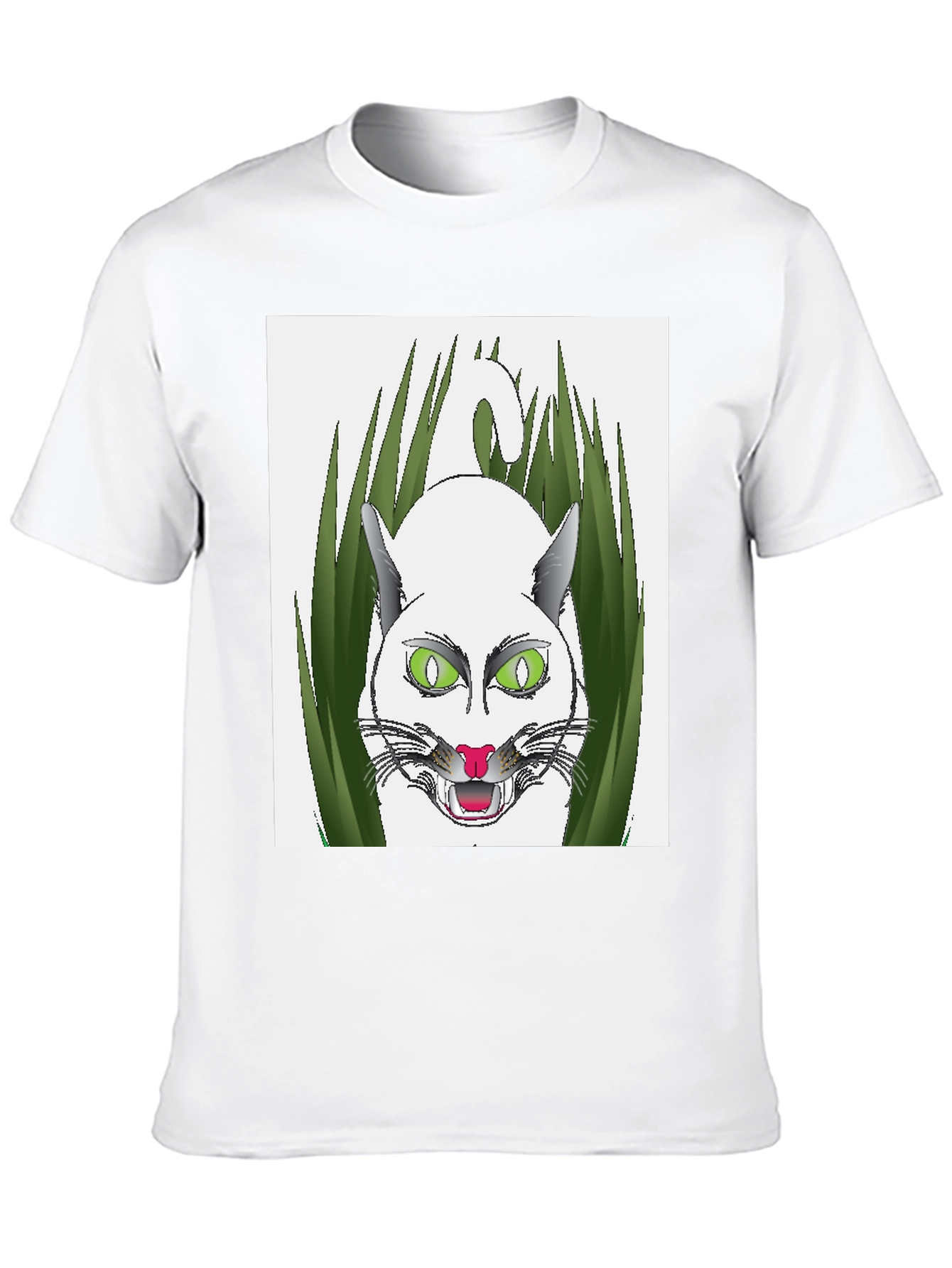 Mens Black T-Shirt with Cat Design