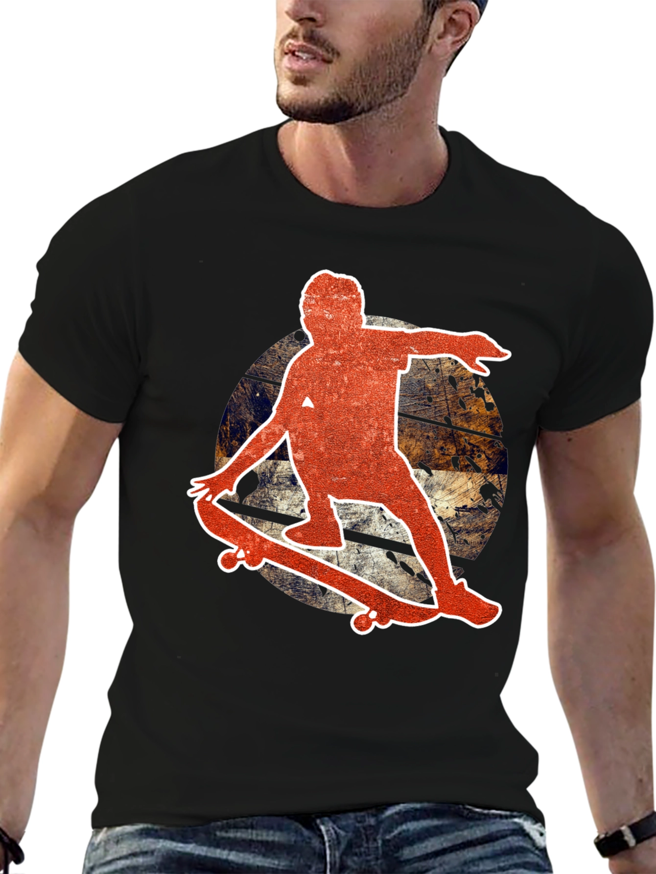 Skateboarder Graphic Black T-Shirt