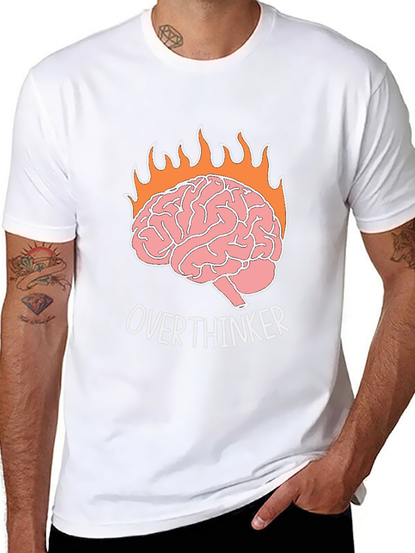 Overthinker Brain on Fire Graphic T-Shirt