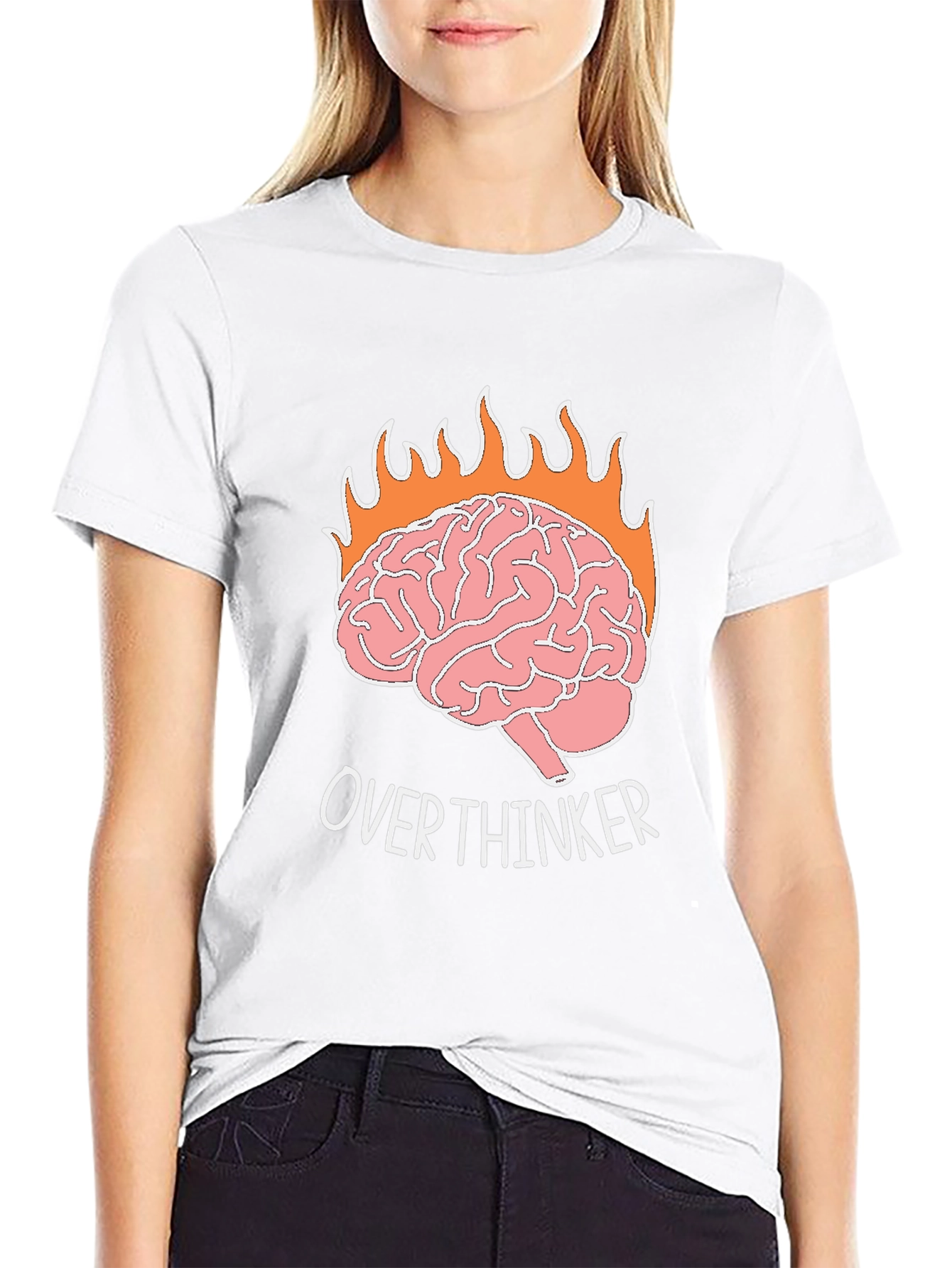 Overthinker Brain on Fire Graphic T-Shirt