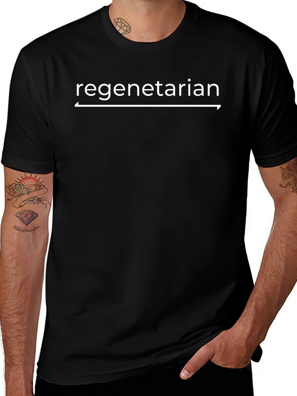 Regenetarian Graphic Tee - Black Cotton T-Shirt
