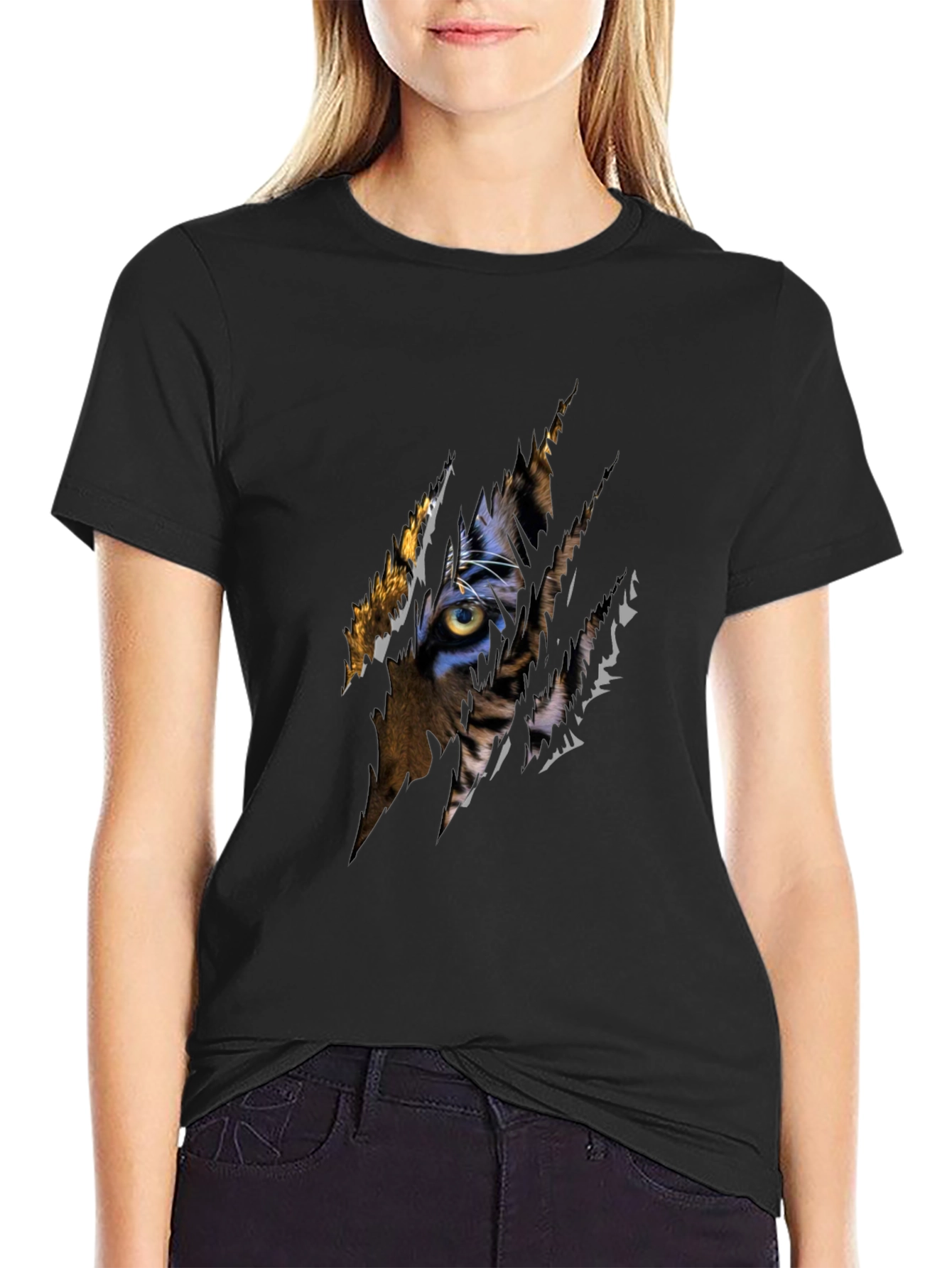 Tiger Eye Graphic Black T-Shirt