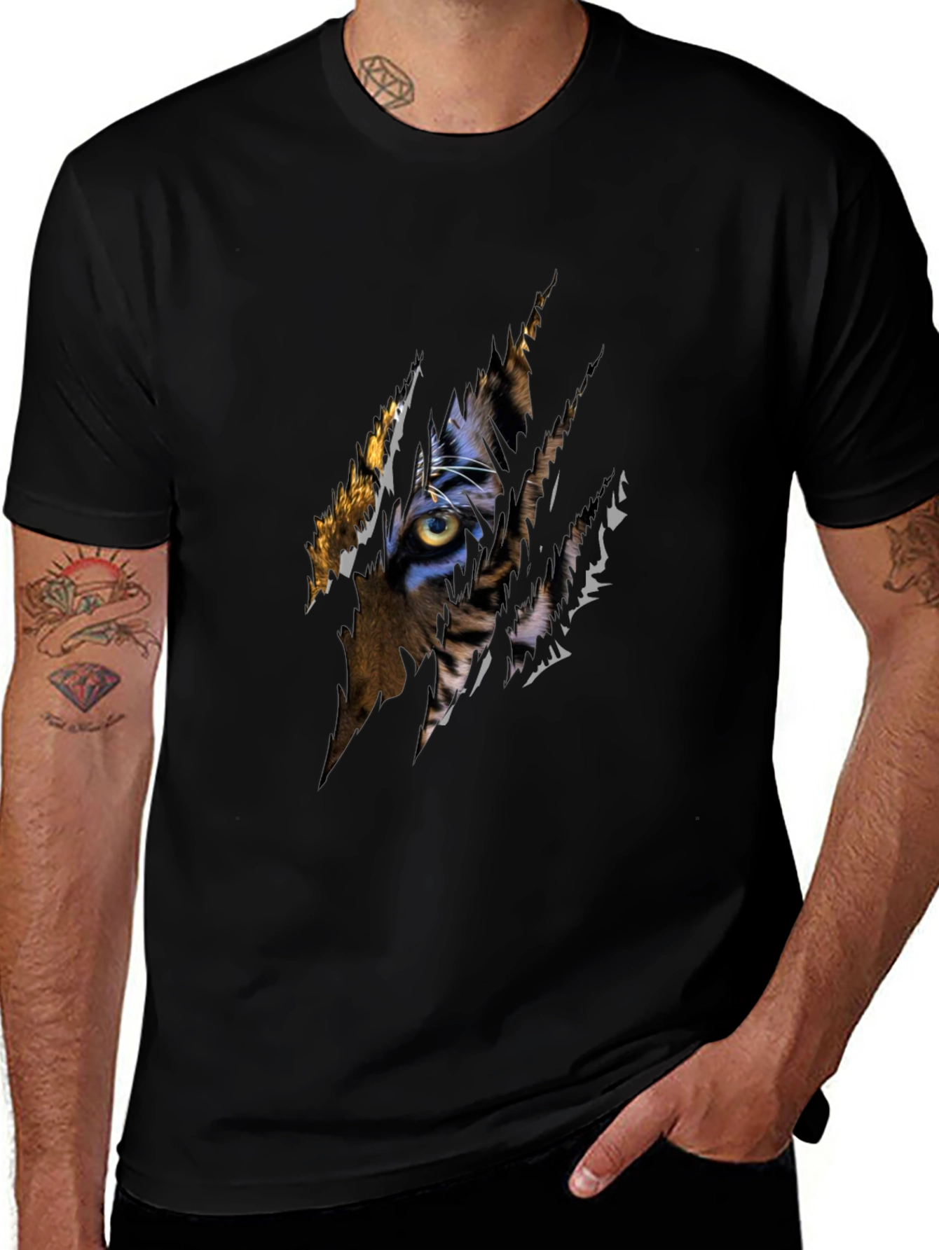 Tiger Eye Graphic Black T-Shirt