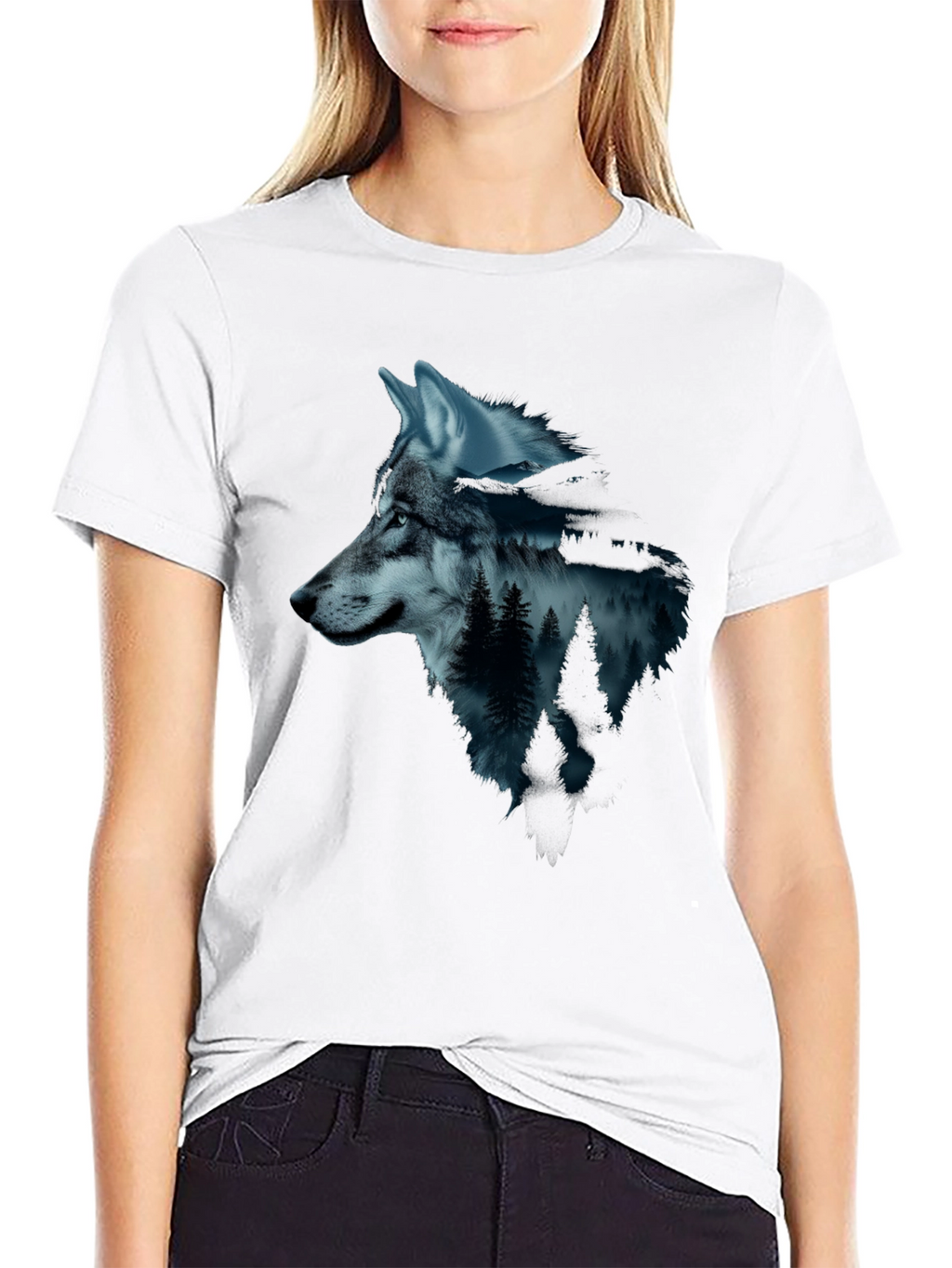 Wolf & Forest Graphic Tee - Black