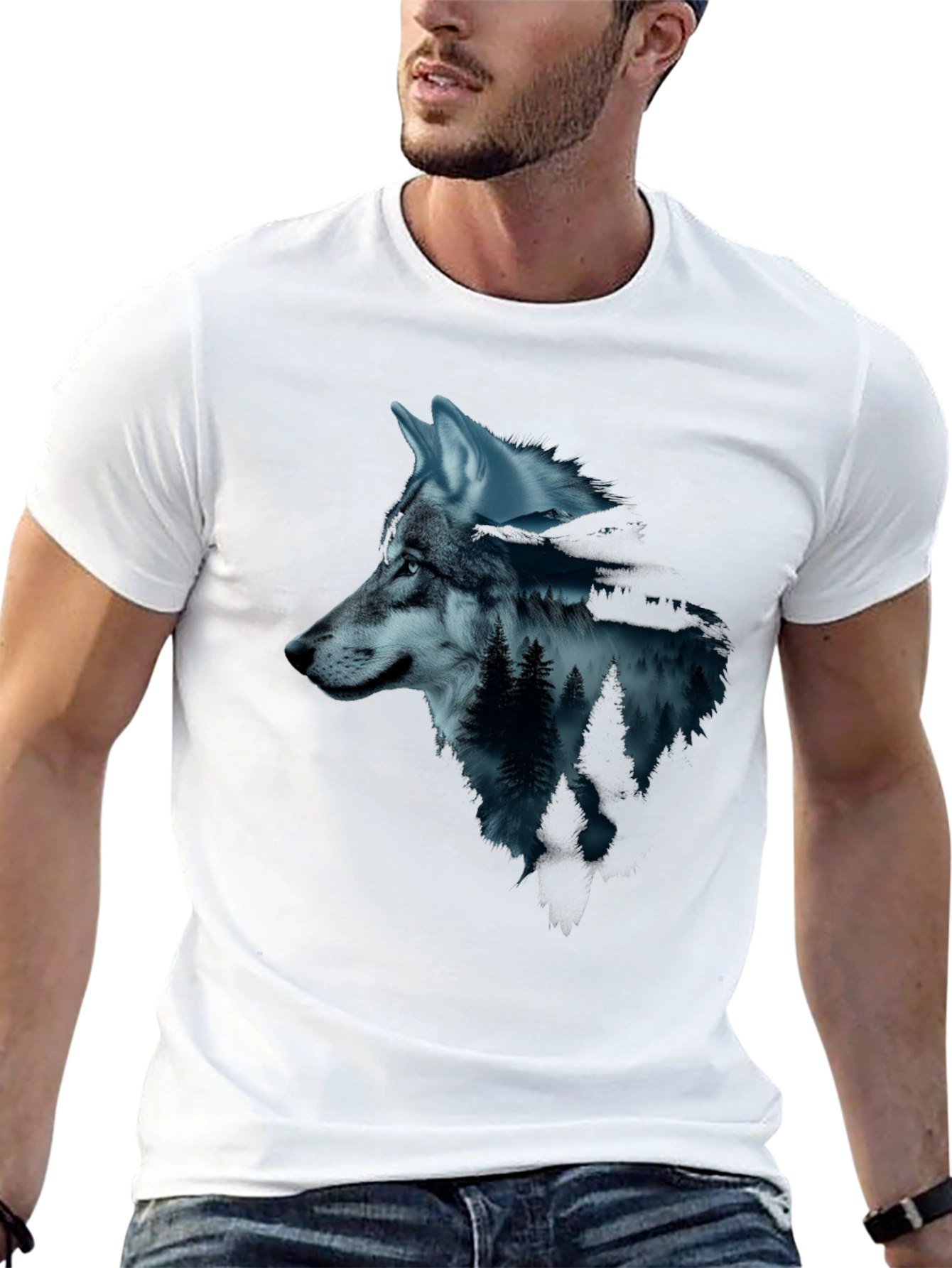 Wolf & Forest Graphic Tee - Black