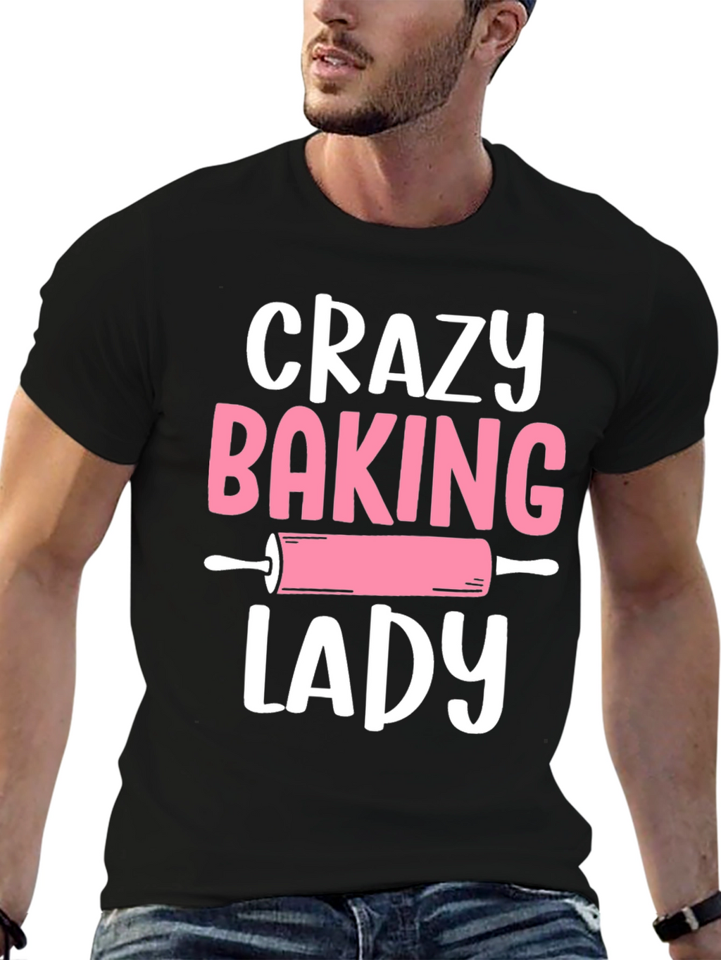 Crazy Baking Lady Graphic Tee - Black