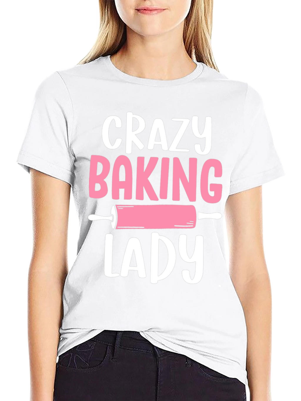 Crazy Baking Lady Graphic Tee - Black