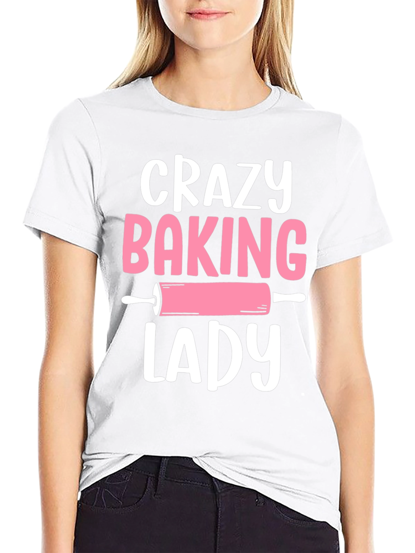 Crazy Baking Lady Graphic Tee - Black