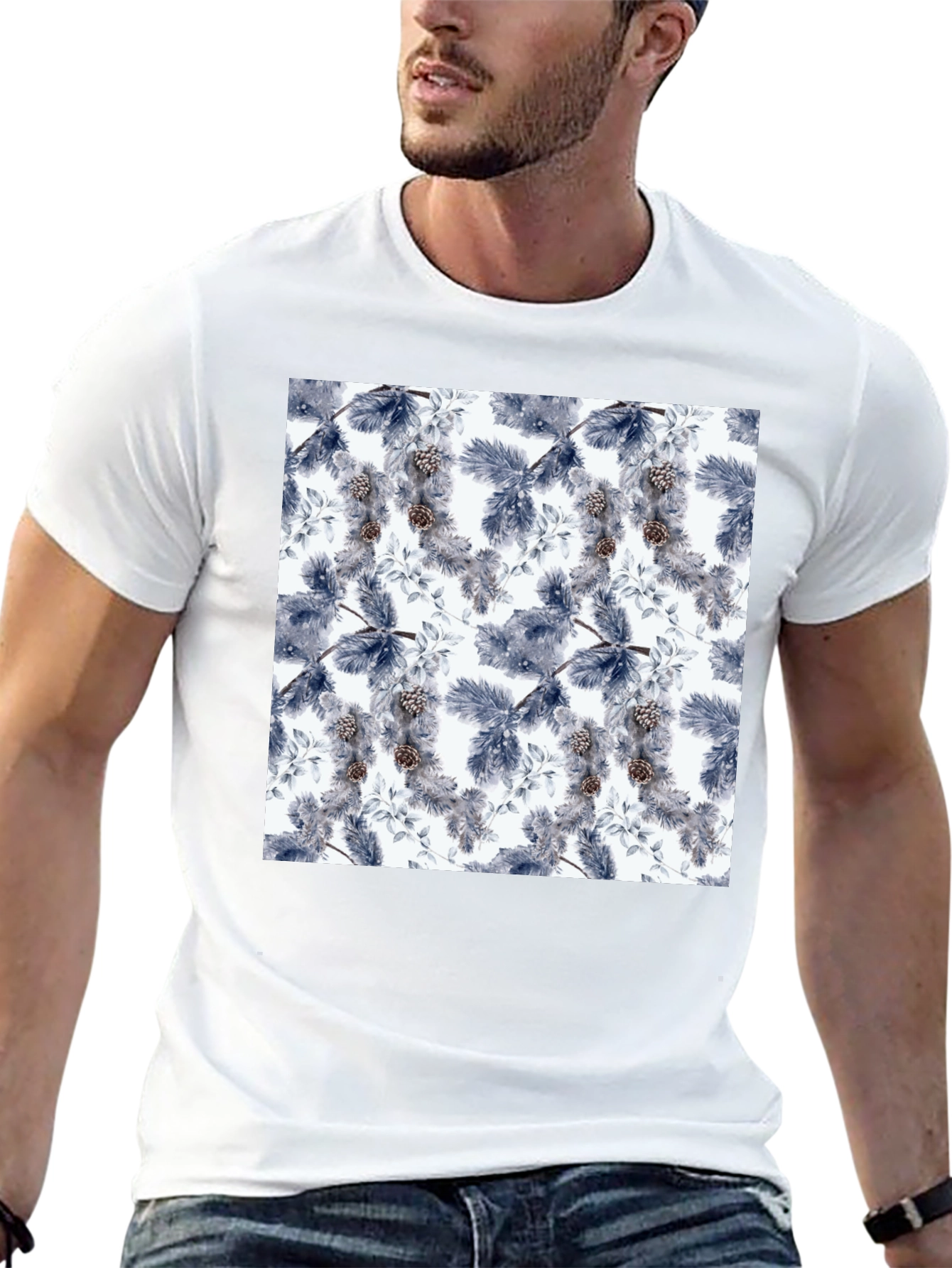 Botanical Print Black T-Shirt