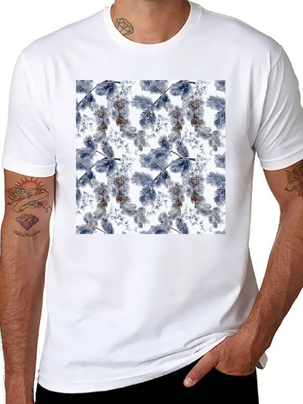 Botanical Print Black T-Shirt