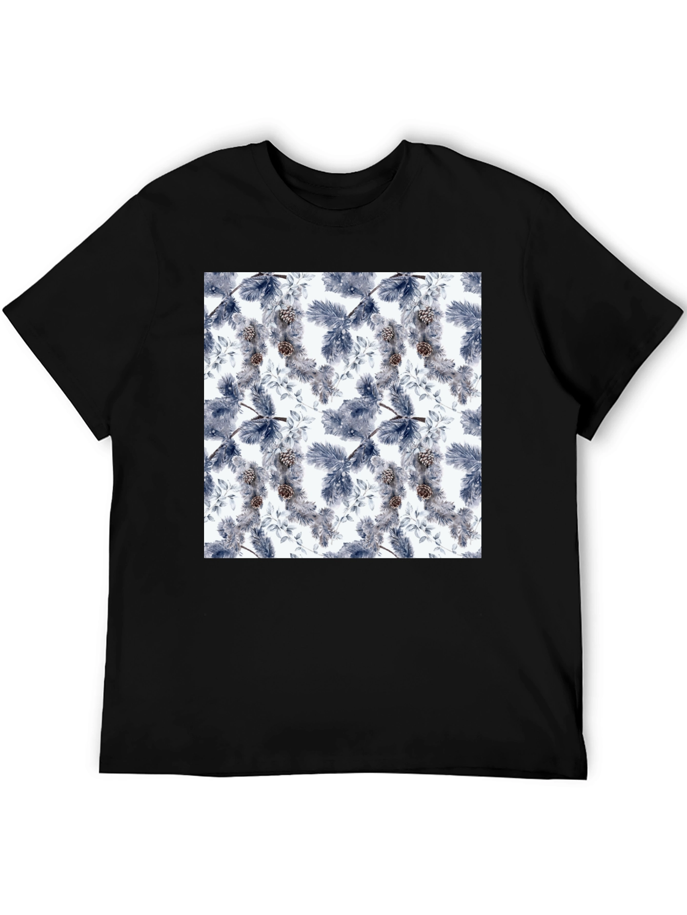 Botanical Print Black T-Shirt