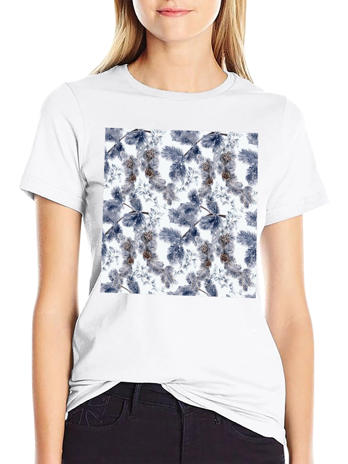 Botanical Print Black T-Shirt