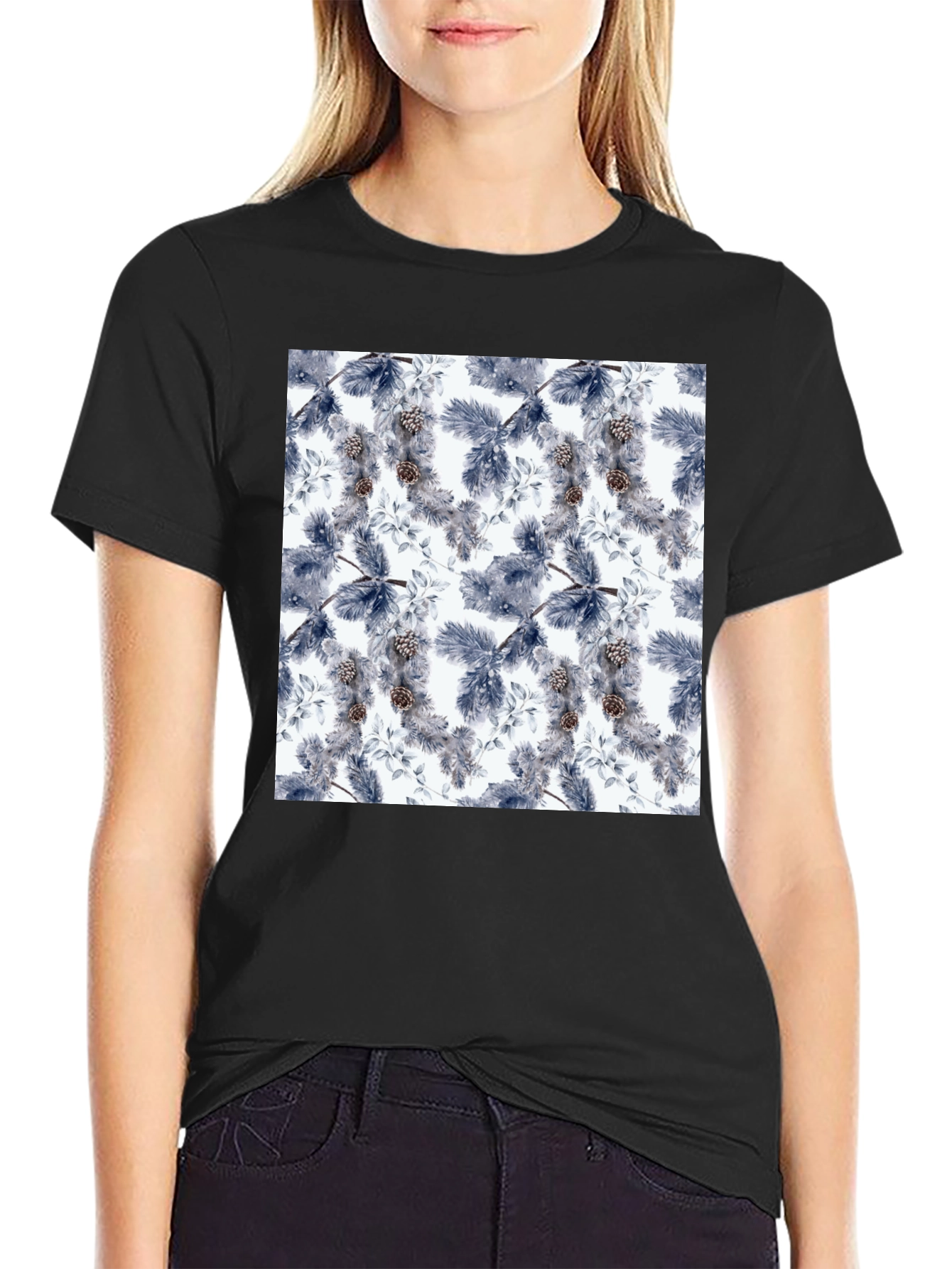 Botanical Print Black T-Shirt