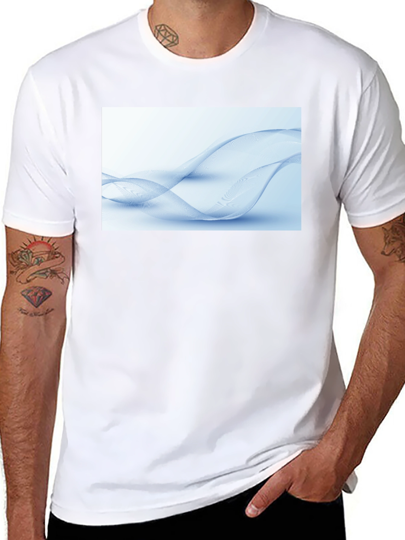 Abstract Wave Design Black T-Shirt
