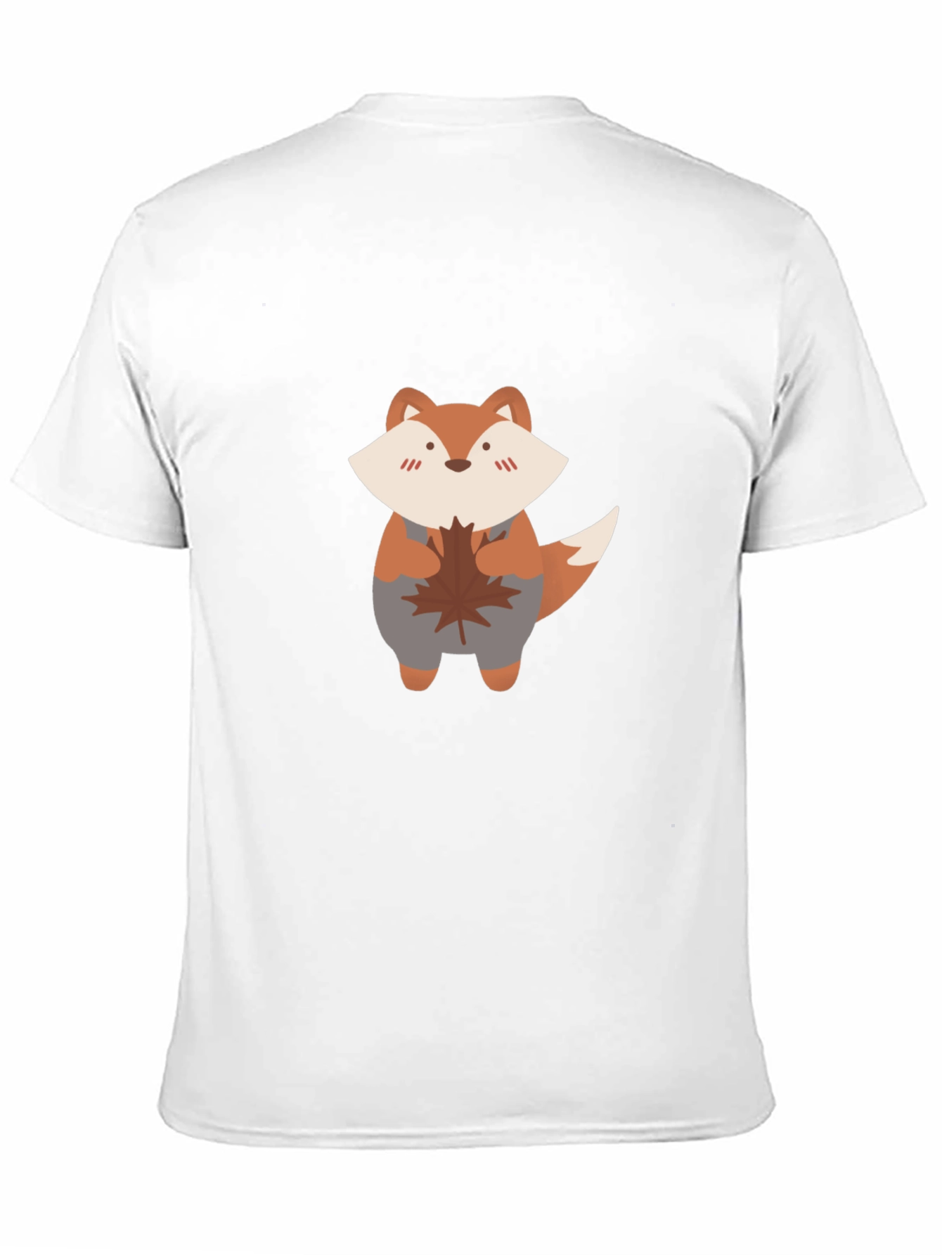 Cute Fox & Maple Leaf Black T-Shirt