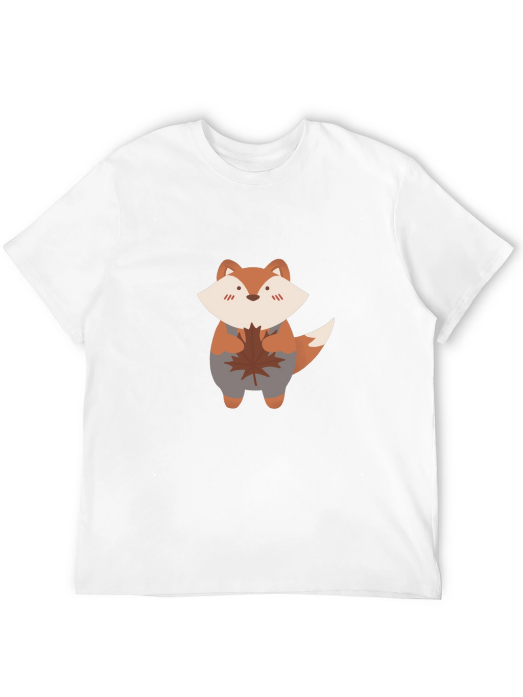 Cute Fox & Maple Leaf Black T-Shirt
