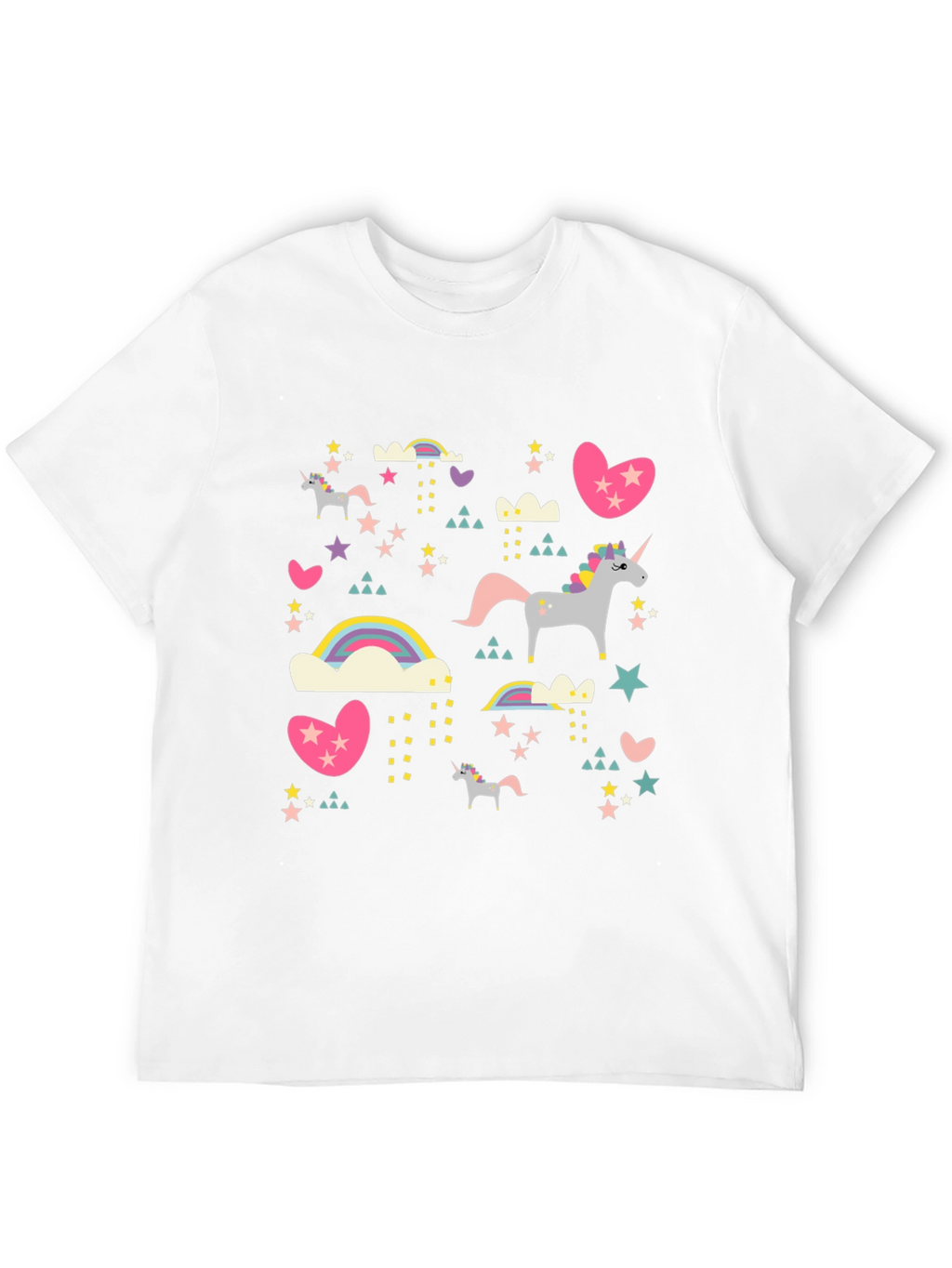 Unicorn & Rainbow Print Black T-Shirt