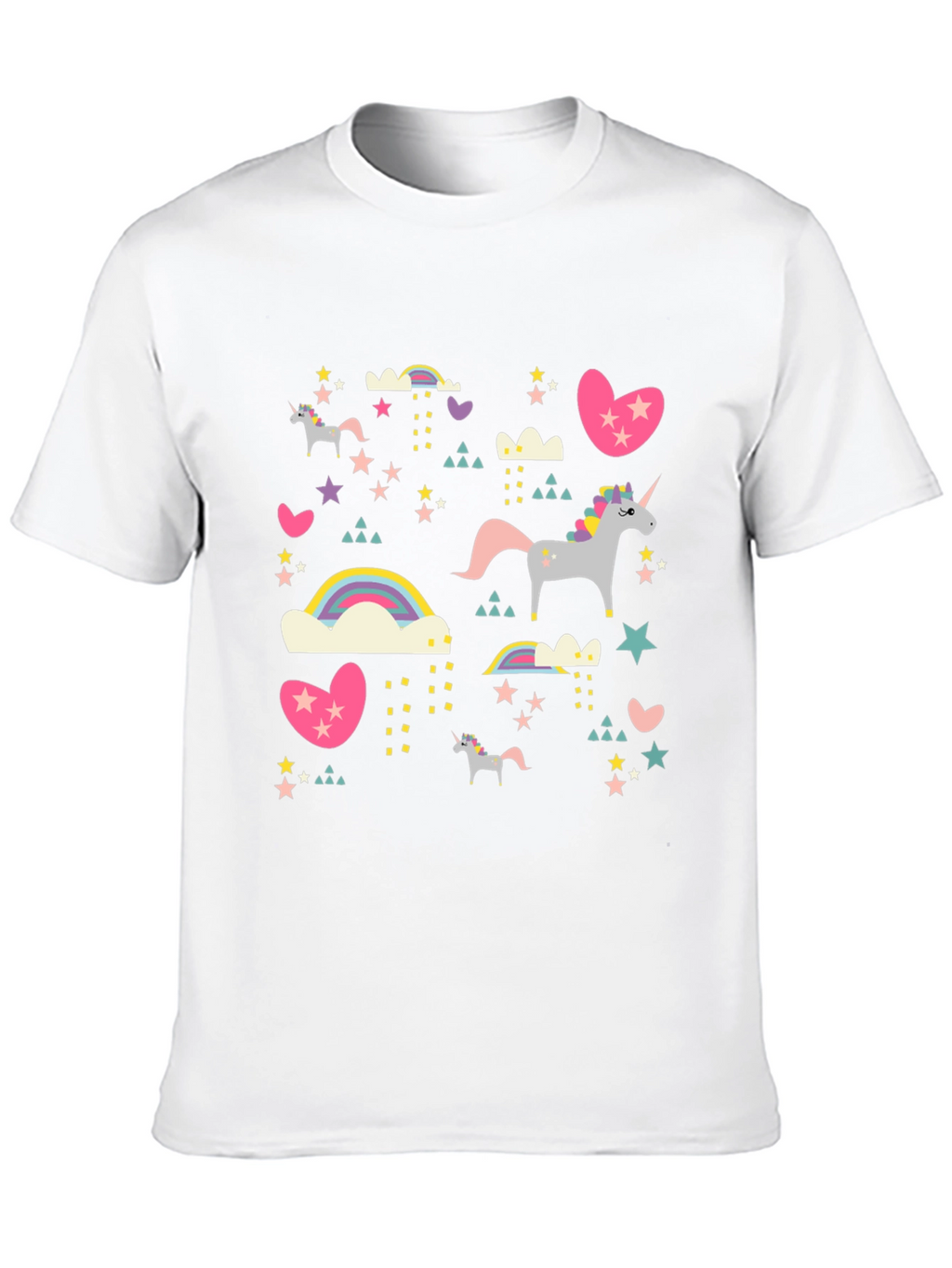 Unicorn & Rainbow Print Black T-Shirt