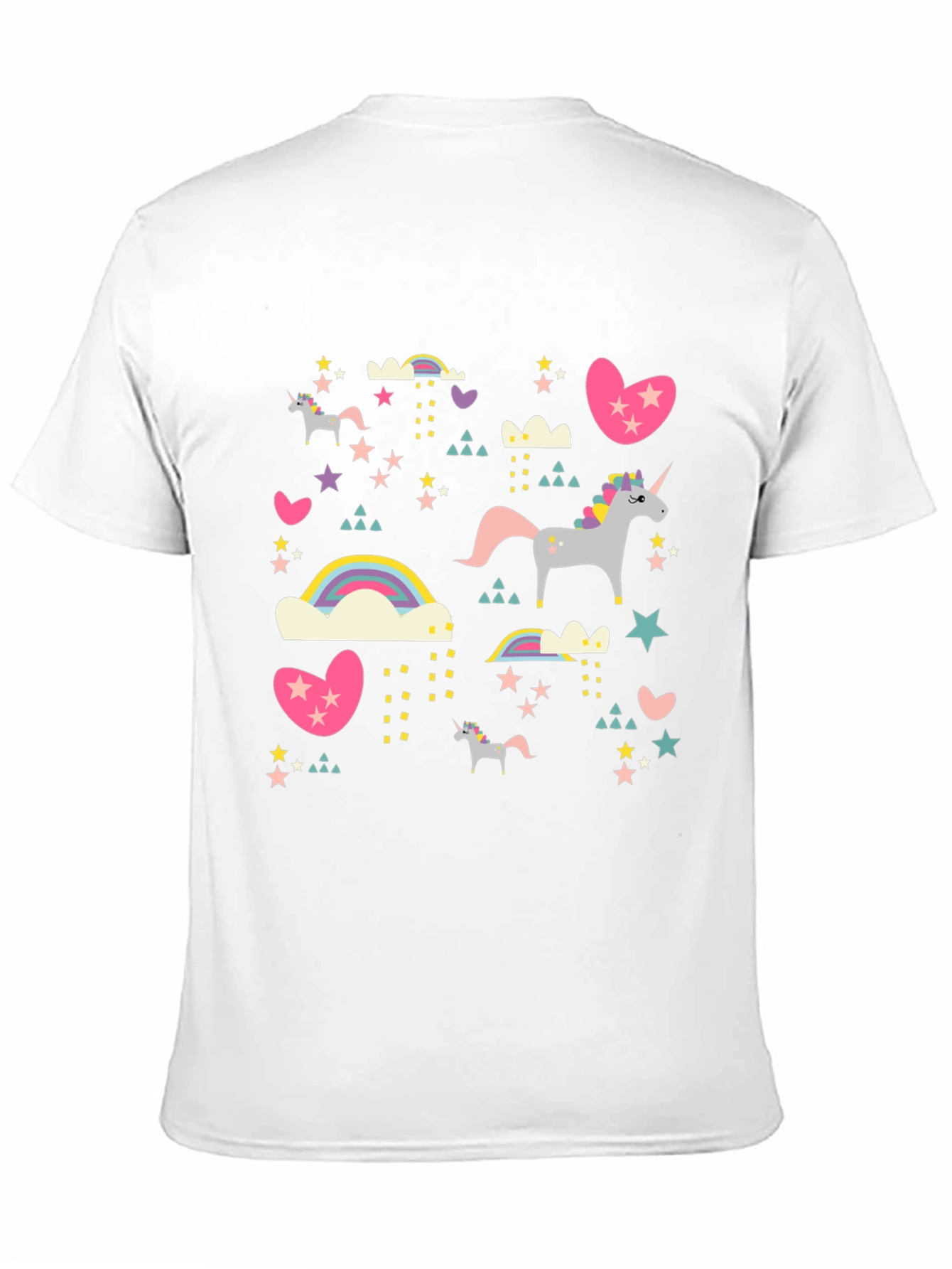 Unicorn & Rainbow Print Black T-Shirt