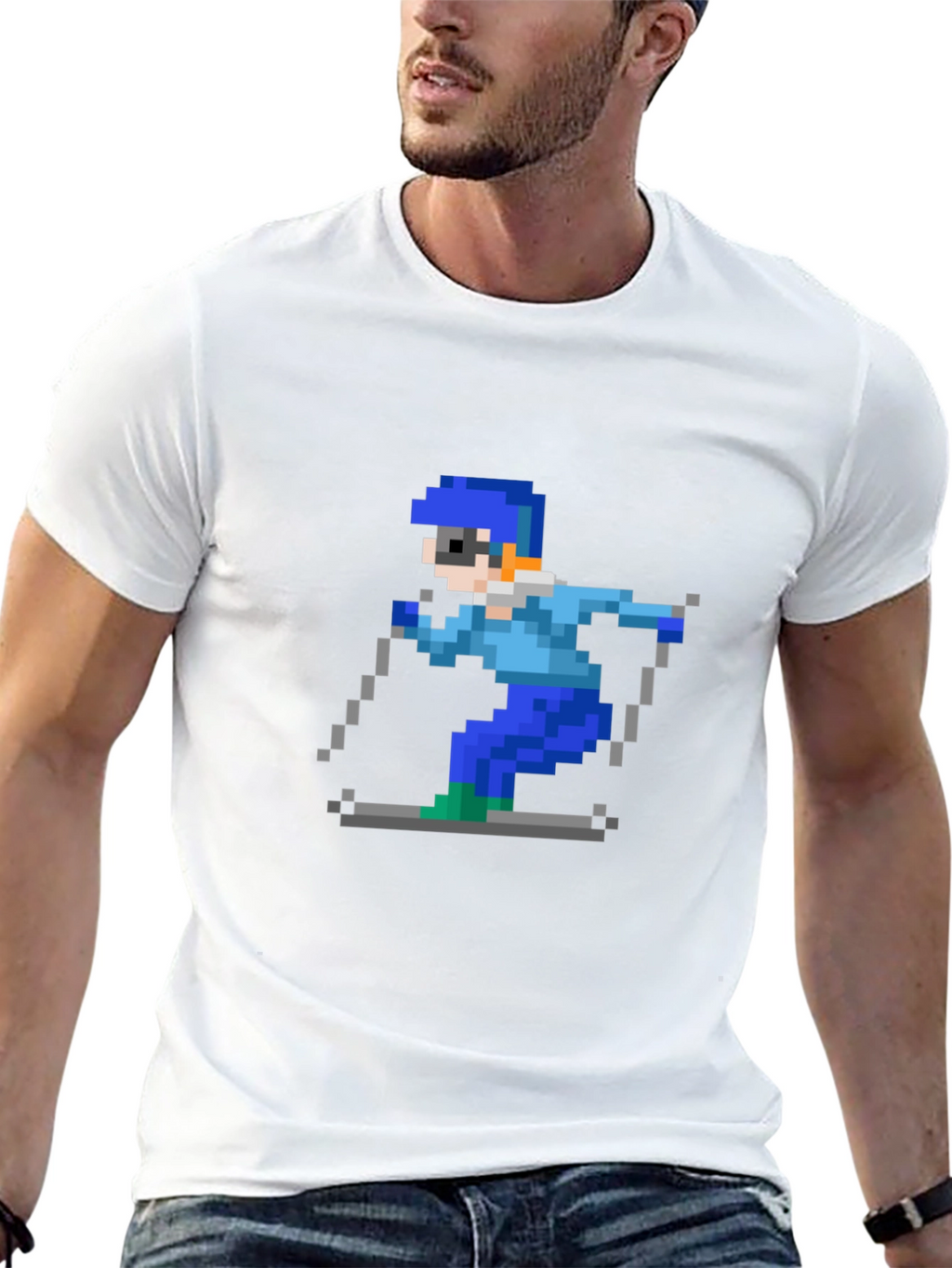 Retro Pixel Skiing T-Shirt