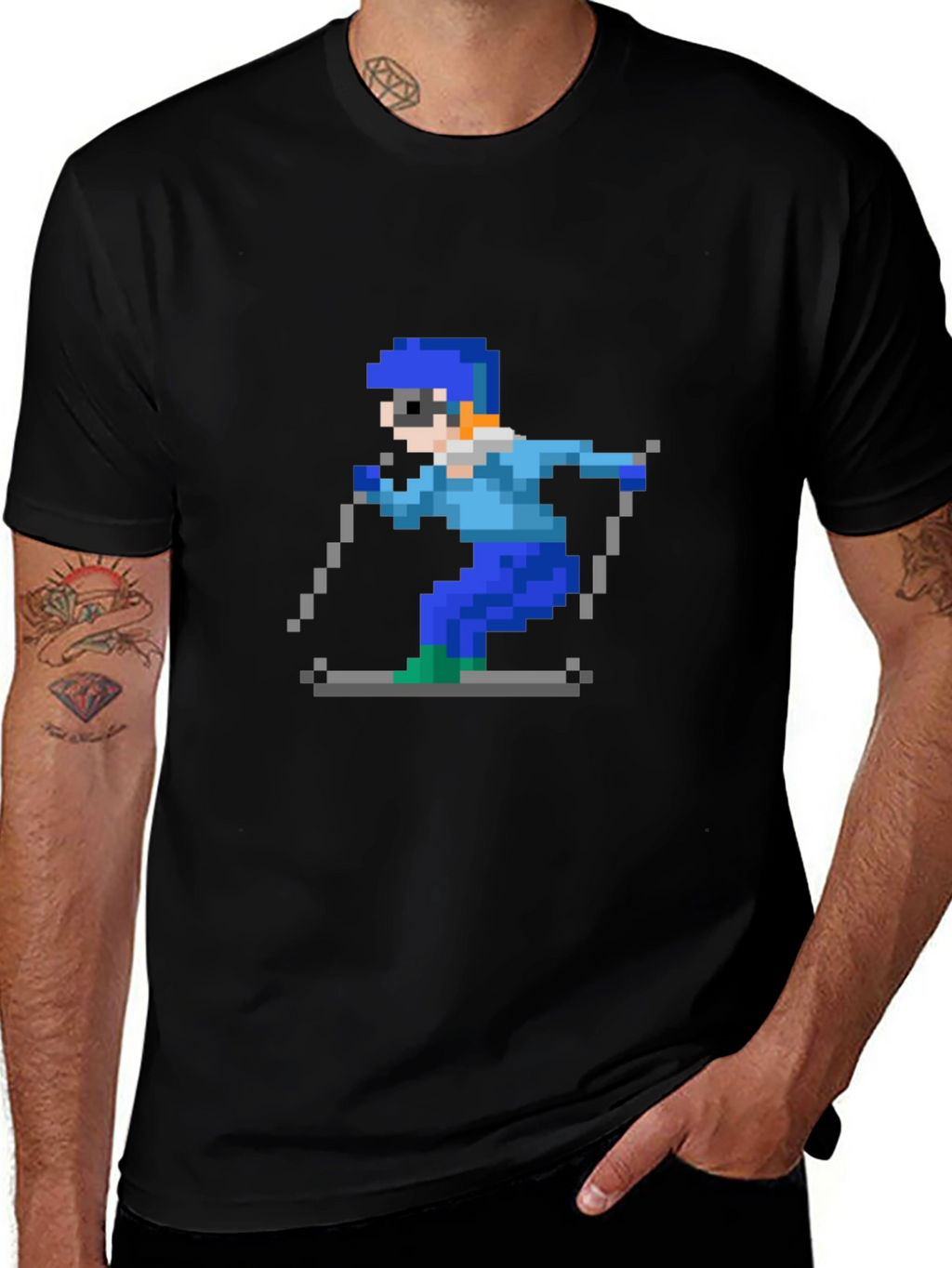 Retro Pixel Skiing T-Shirt