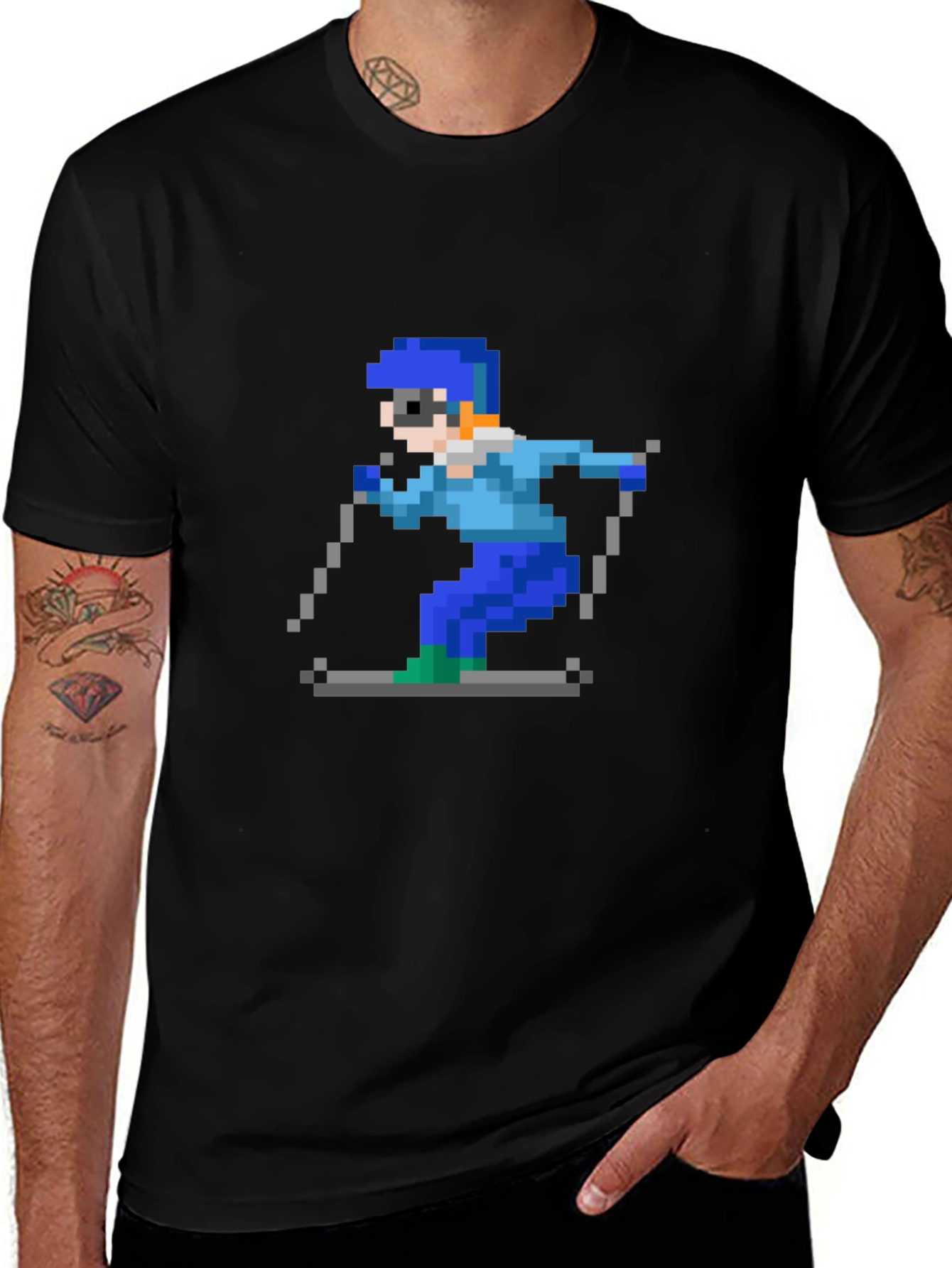 Retro Pixel Skiing T-Shirt