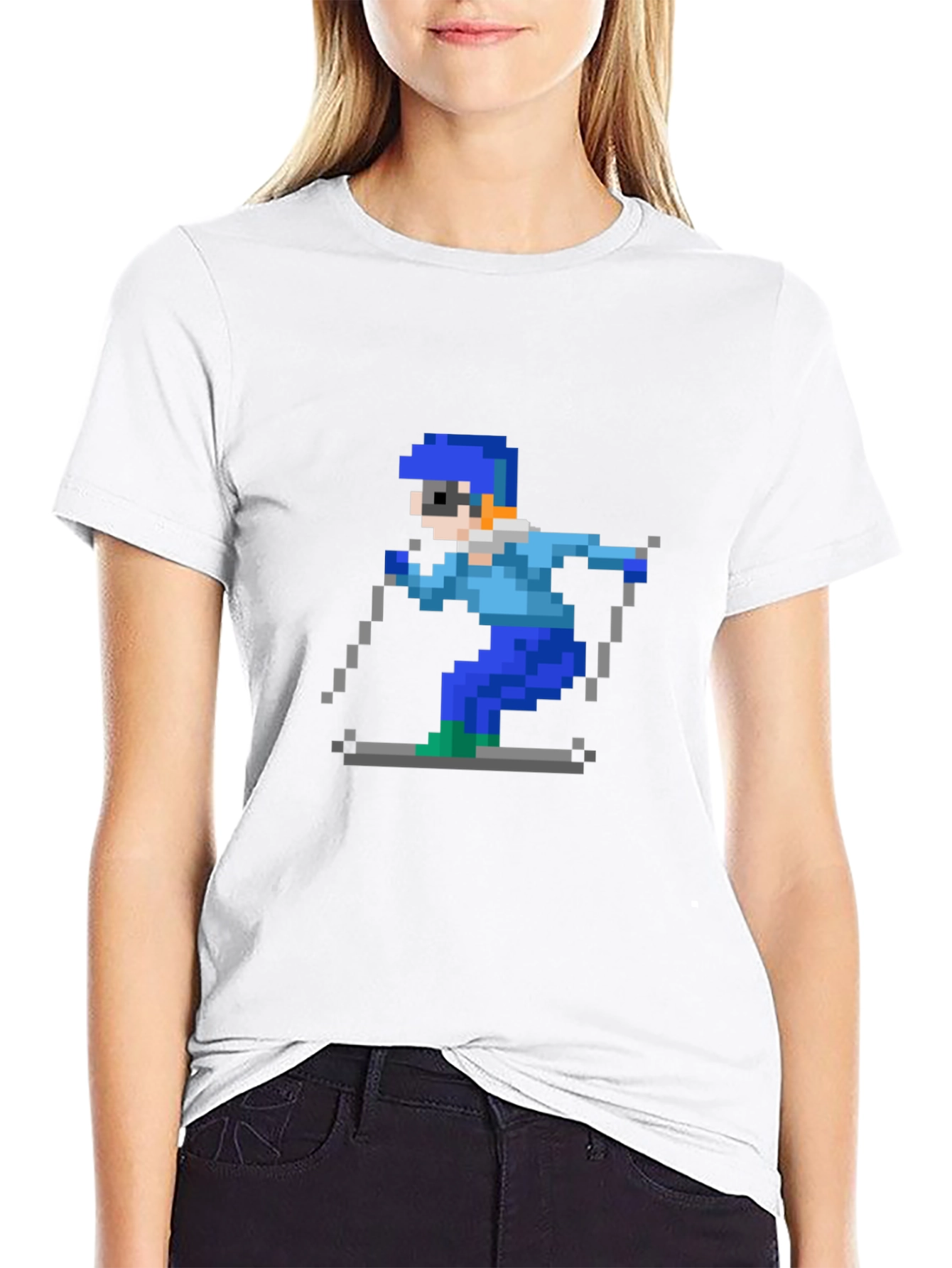 Retro Pixel Skiing T-Shirt