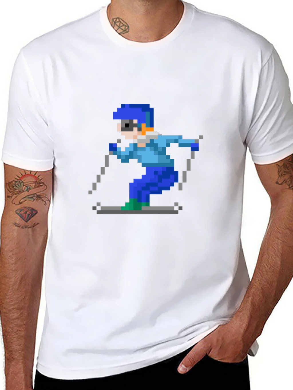 Retro Pixel Skiing T-Shirt
