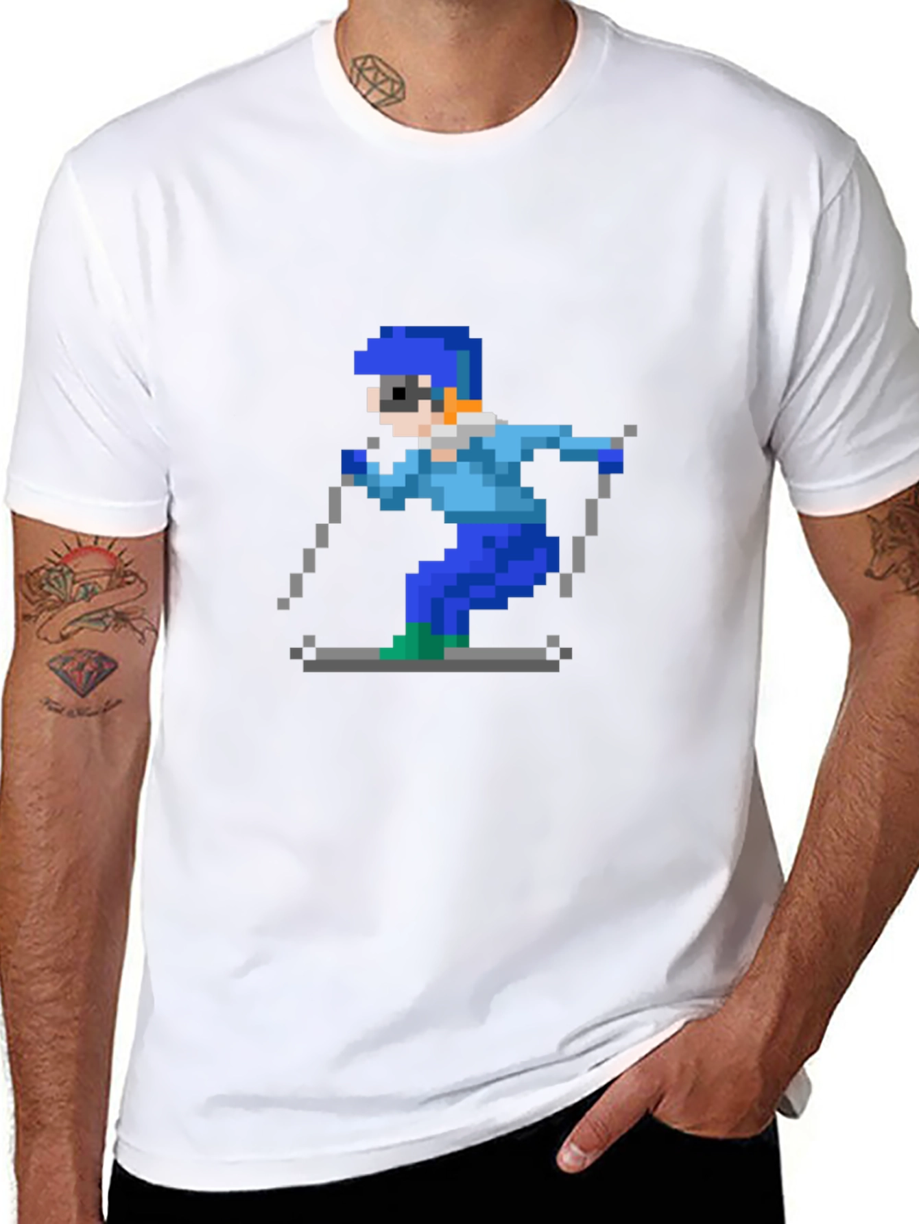 Retro Pixel Skiing T-Shirt