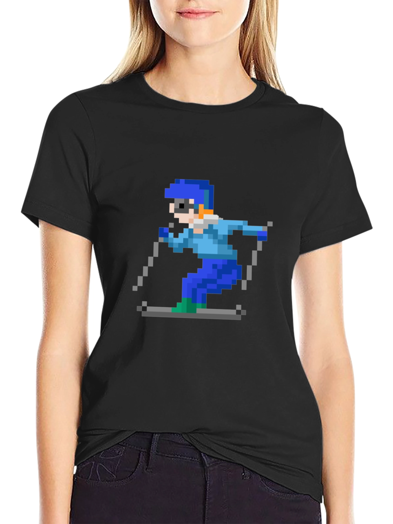 Retro Pixel Skiing T-Shirt