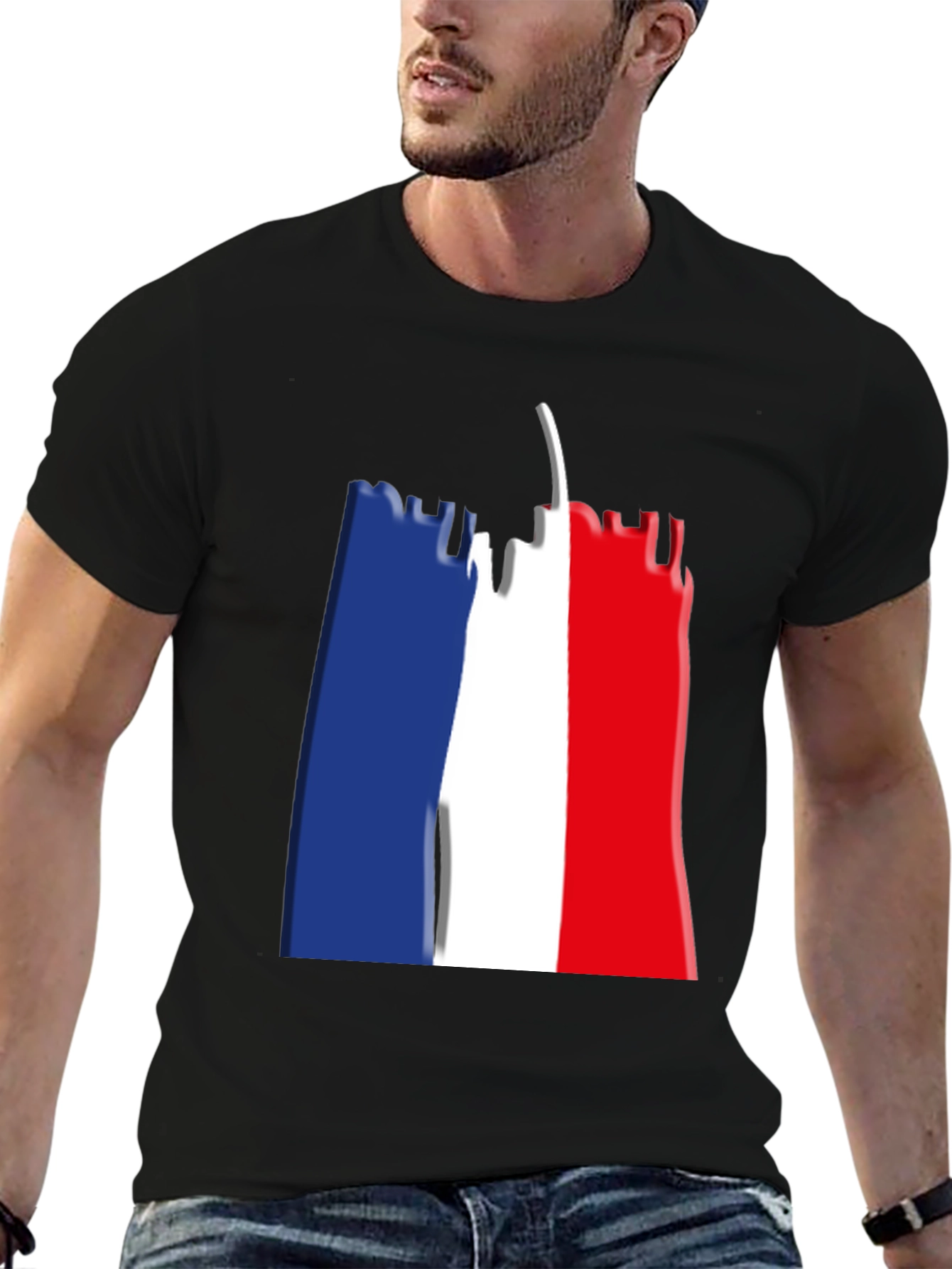 Eiffel Tower French Flag Graphic T-Shirt