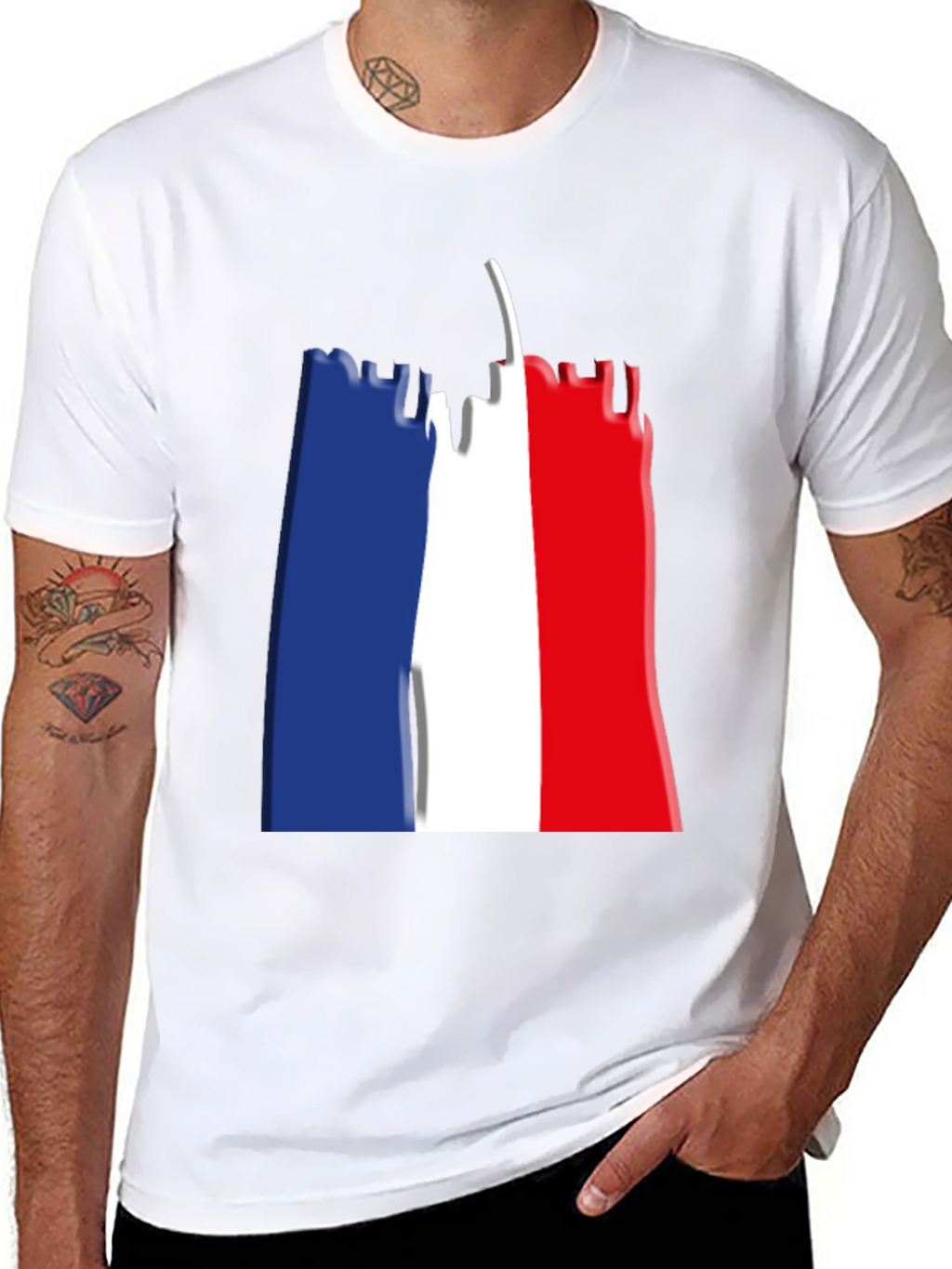 Eiffel Tower French Flag Graphic T-Shirt