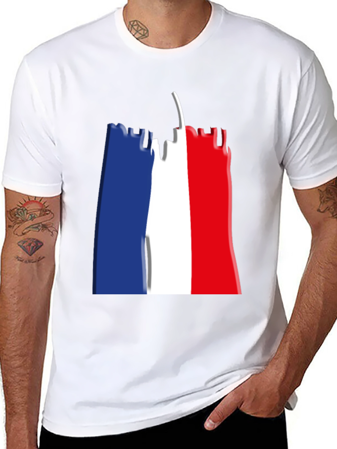 Eiffel Tower French Flag Graphic T-Shirt