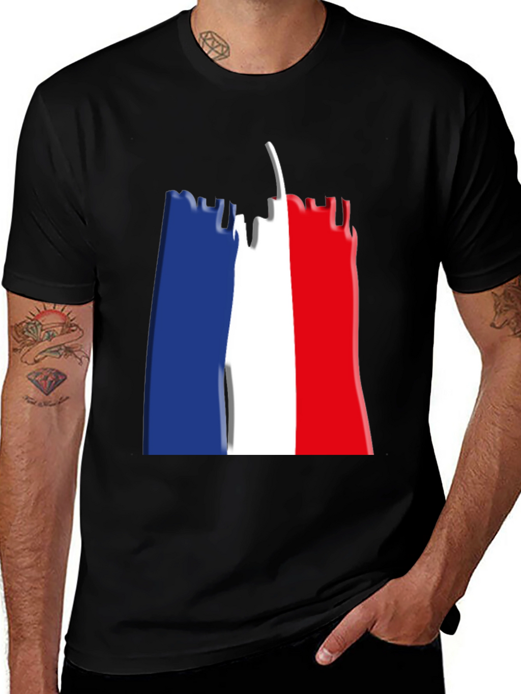 Eiffel Tower French Flag Graphic T-Shirt